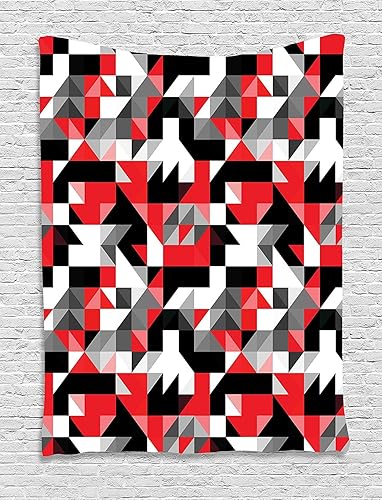 Miniatura 125 de Ambesonne Tapiz indie, estilo moderno de Memphis de los años ochenta, geométrico, abstracto, colorido, diseño de puntos, funky, para colgar en la