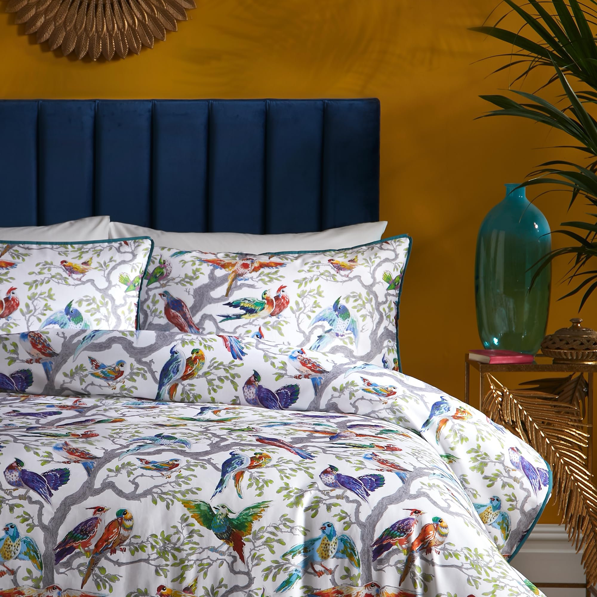 Laurence Llewelyn-Bowen, Multi-Colours Birds Duvet Cover, Super King Bedding Size (260 x 220cm), Soft 100% Cotton Sateen - Image 2