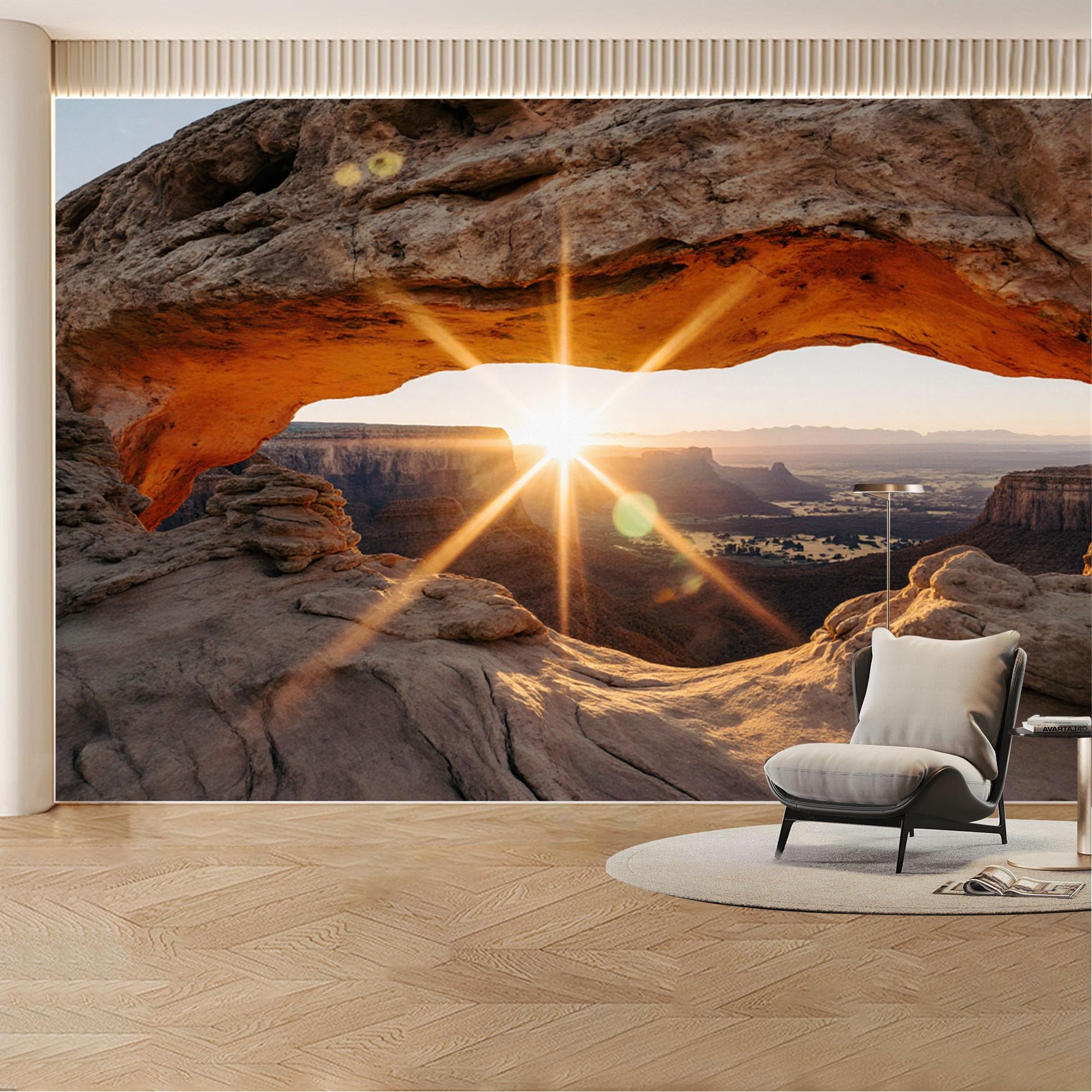 Custom Wall Mural Wallpaper Canyon Sunrise Landscape Nature 3D Effect Wall Decor Large Wall Art Desert Sunset Minimalist Removable SelfAdhesive Large Photo for Living Room， Bedroom， Office