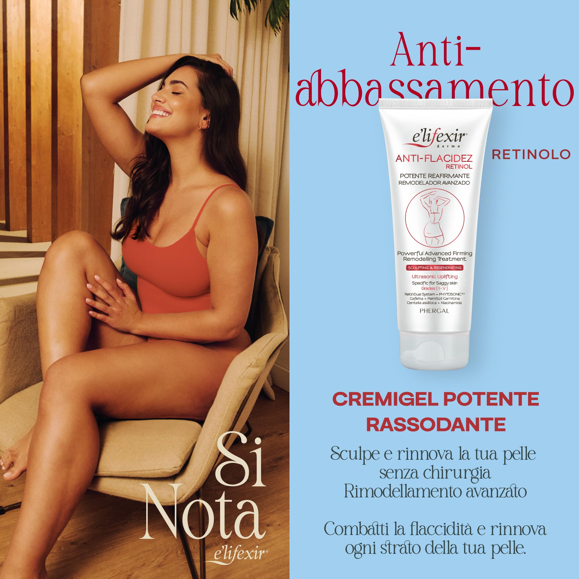 Elifexir | Anti-flaccidità Retinolo | Scolpisce, Rassoda e Rinnova | Pelle più Elastica, Firme e Luminosa | Con Retinolo CB 50 + Palmitato di Retinile e Tecnologia a Ultrasuoni | 200 ml
