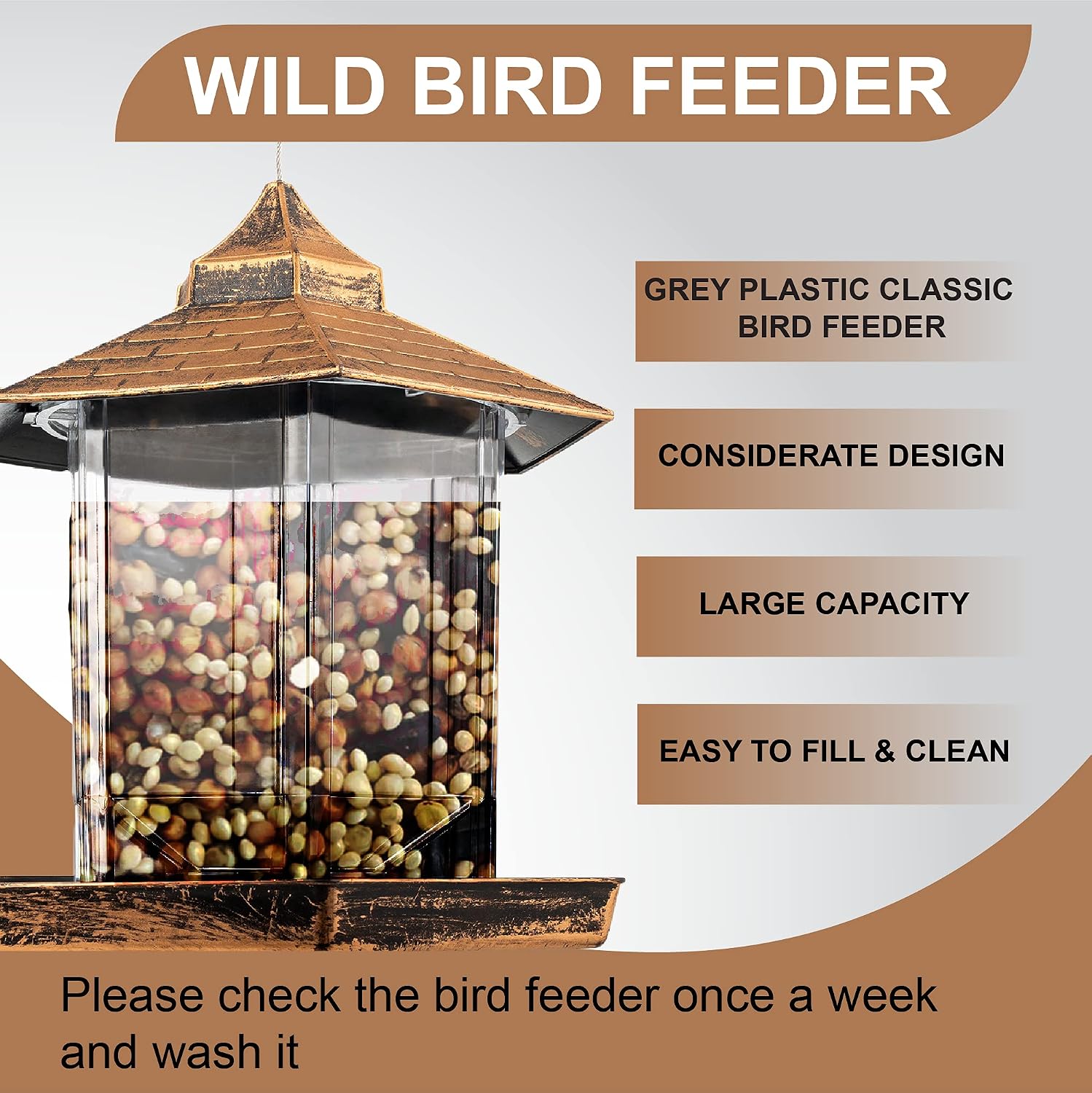Bird Feeders for Outside, Bird Feeders Squirrel Proof for Outside, Heavy Duty Hanging Bird Feeder Large Capacity for Garden Yard Decoration for Wild Birds, Gazebo Birdfeeder Outdoors - Rust Proof