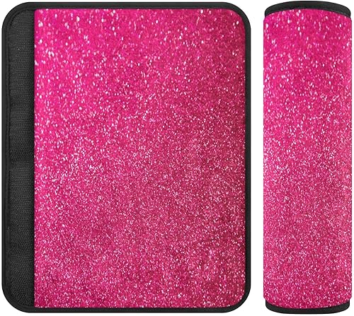 RPLIFE Almohadillas para cinturón de seguridad de coche con purpurina rosa intenso, protector de cinturón de seguridad para niñas, almohadilla