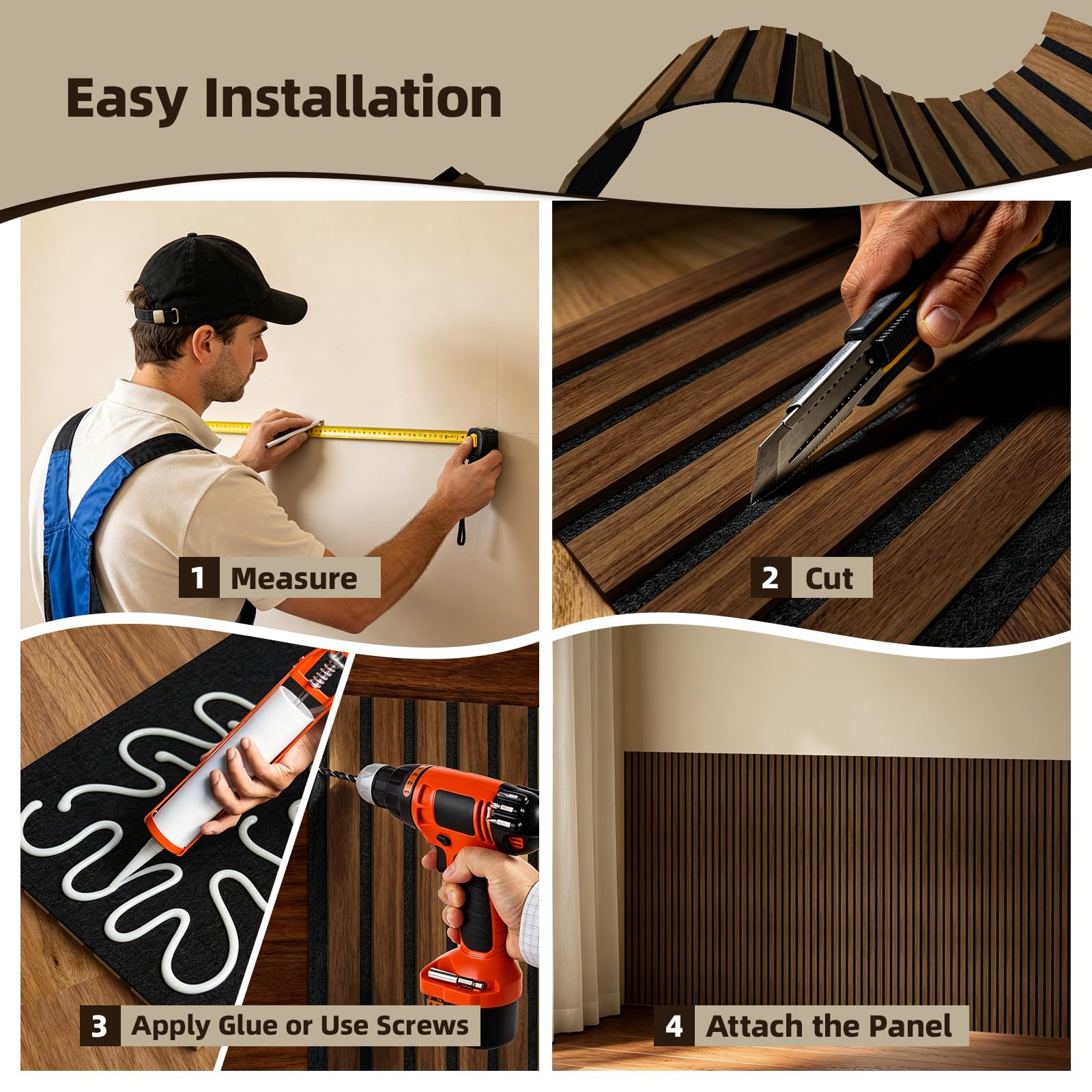Vieshful Set da 20 Pannelli MDF Legno Acustici Flessibili 28x40cm Noce | Doghe Parete per Colonne e Curve, Pannelli 3D per Ridurre l'Eco e Migliorare l'Acustica, Decorazione Fai-da-Te