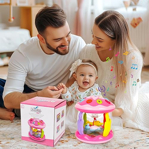 Miniatura 7 de M SANMERSEN Juguetes para bebés de 6 a 12 meses, proyector oceánico iluminado musical para 12-18 años, aprendizaje de gateo, tiempo boca abajo de 1,