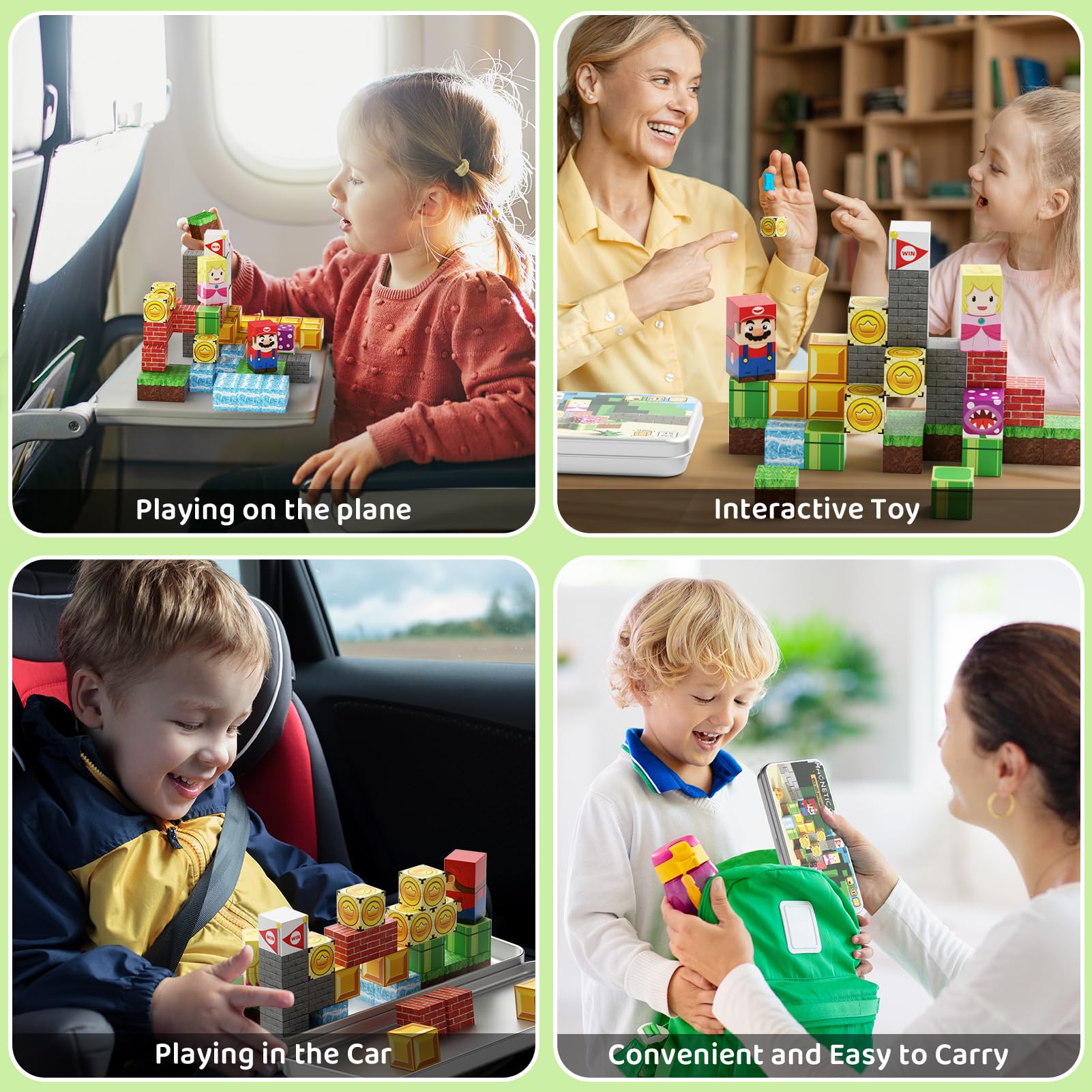 STEM MATCH Mattoncini magnetici da viaggio per bambini, scatola in ferro portatile giocattolo da costruzione magnetico regalo per bambini dai 3 anni in su (35pcs Avventurieri coraggiosi)