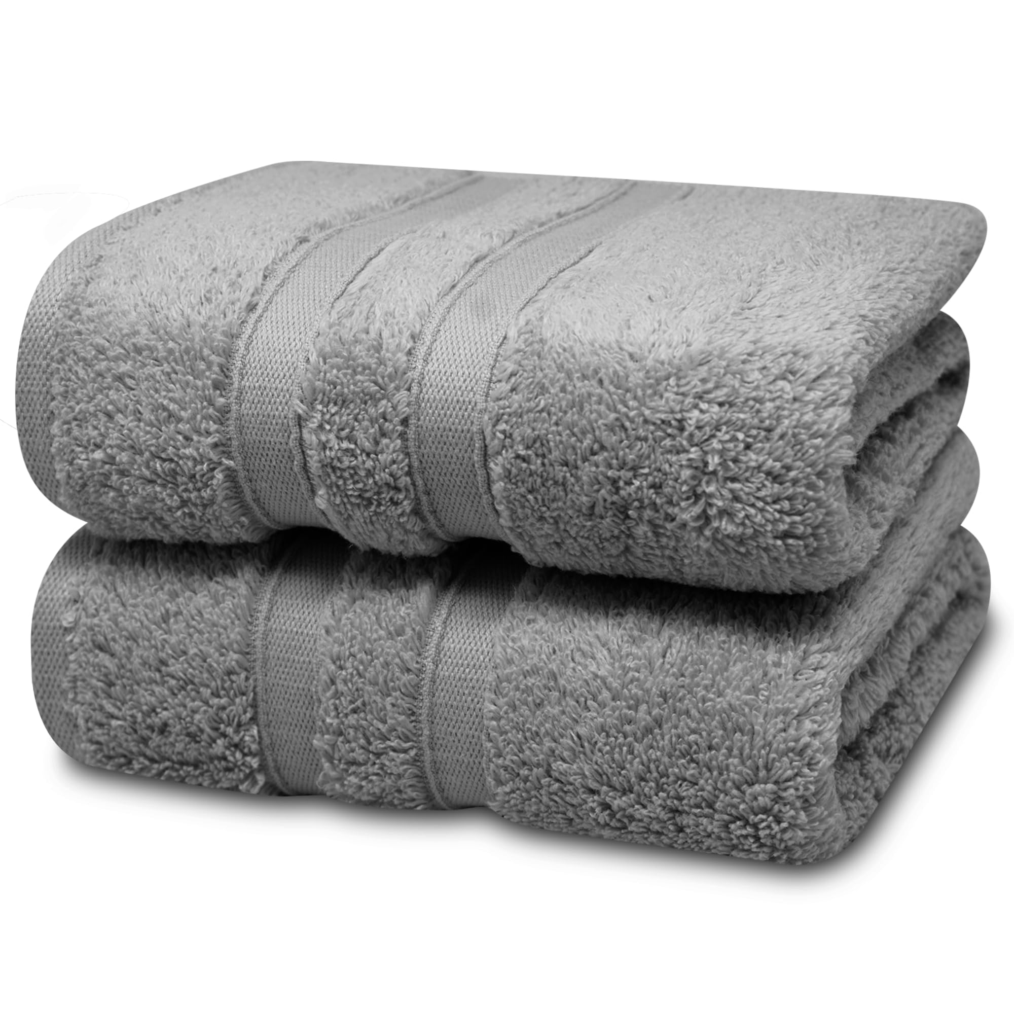 Towelogy ZHT_09 Premium Hand Towels - 100% Zero Twist Cotton Ultra Soft & Highly Absorbent Tear & Fade Resistant 50x80cm (2, Silver Grey)