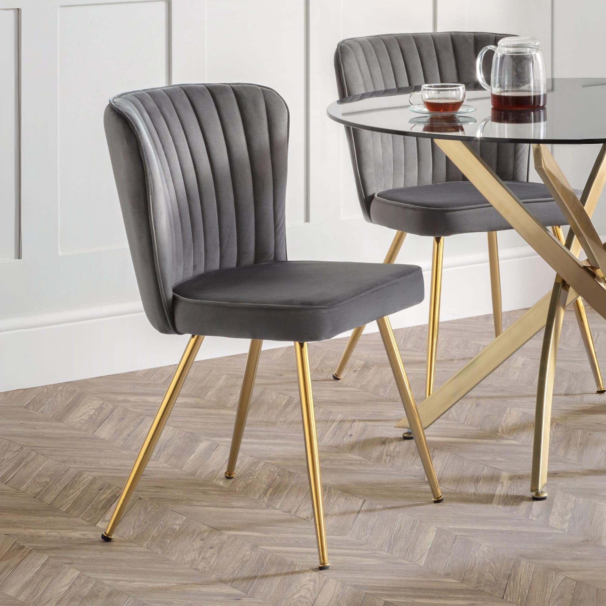 Set Of 2 Cannes Dining Chairs - Grey - Grey