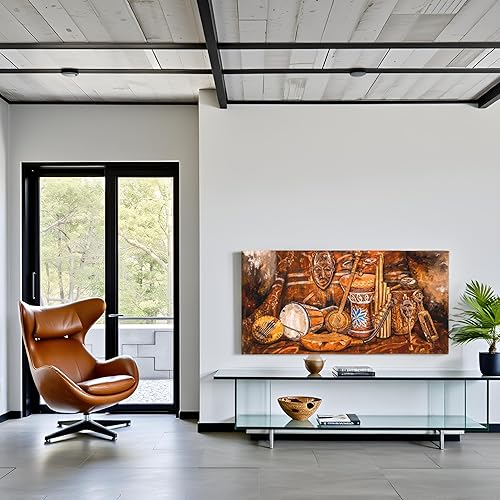 Miniatura 4 de sechars Arte de pared de tambores africanos, arte de pared vintage étnico, instrumentos musicales, pintura sobre lienzo, póster de música africana