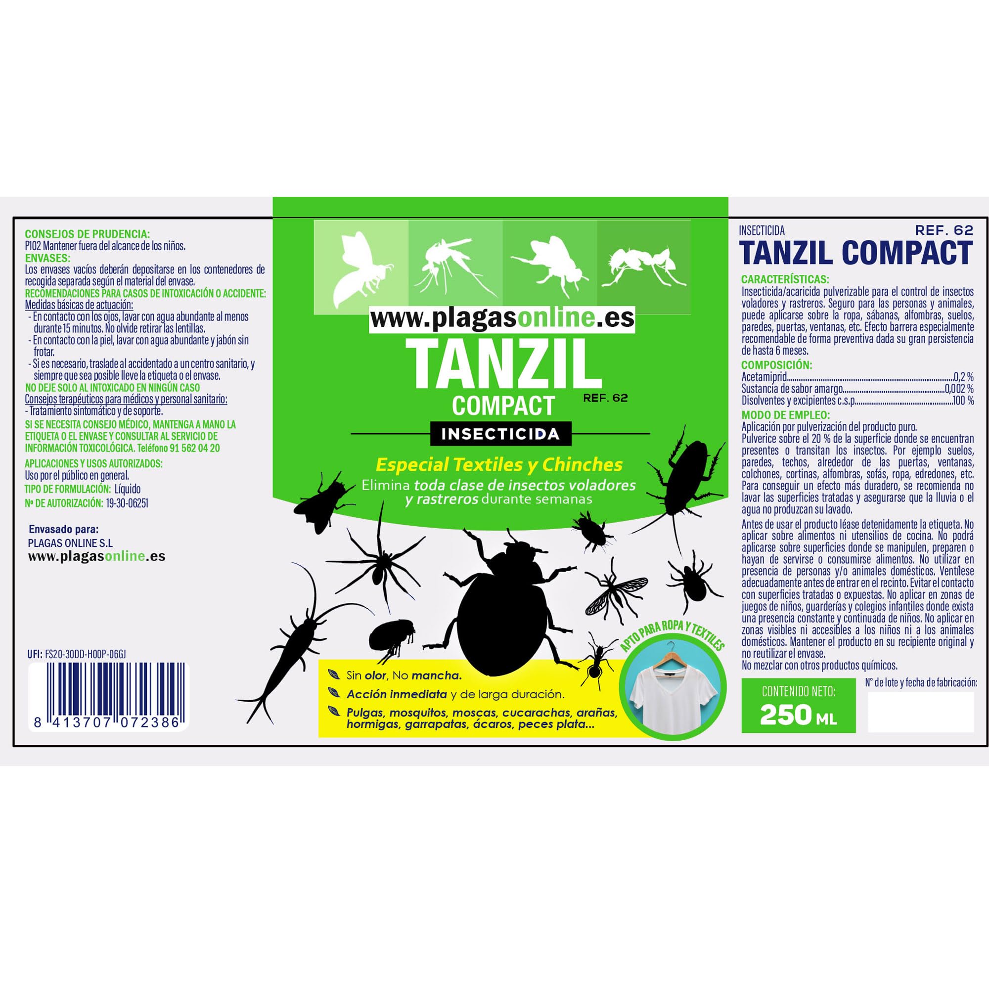 ACETAMIPRID Spray Anti Ácaros y Anti Chinches e Insectos en Tejidos | Insecticida para Maletas de Viaje | Persistencia de 6 meses | 250ml
