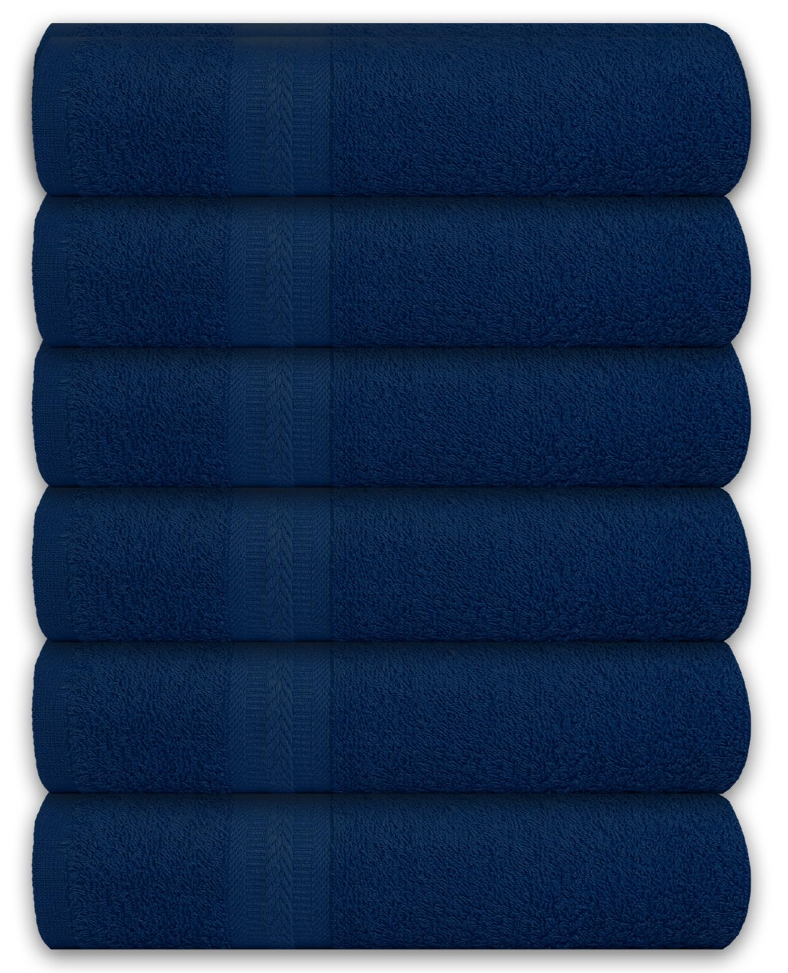 ASTILTEX Bath Towels Pack of 6 – 24x48 Inches – Soft, Quick Dry & Highly Absorbent – 100% Cotton Towels for Bathroom, Spa, Gym & Hotel – Navy Blue
