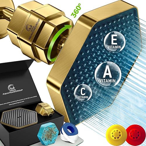 Miniatura 1 de AquaHomeGroup Juego de cabezal de ducha filtrado de lujo, filtro de ducha de 20 etapas para agua dura para cloro, fluoruro, metales pesados, cabezal