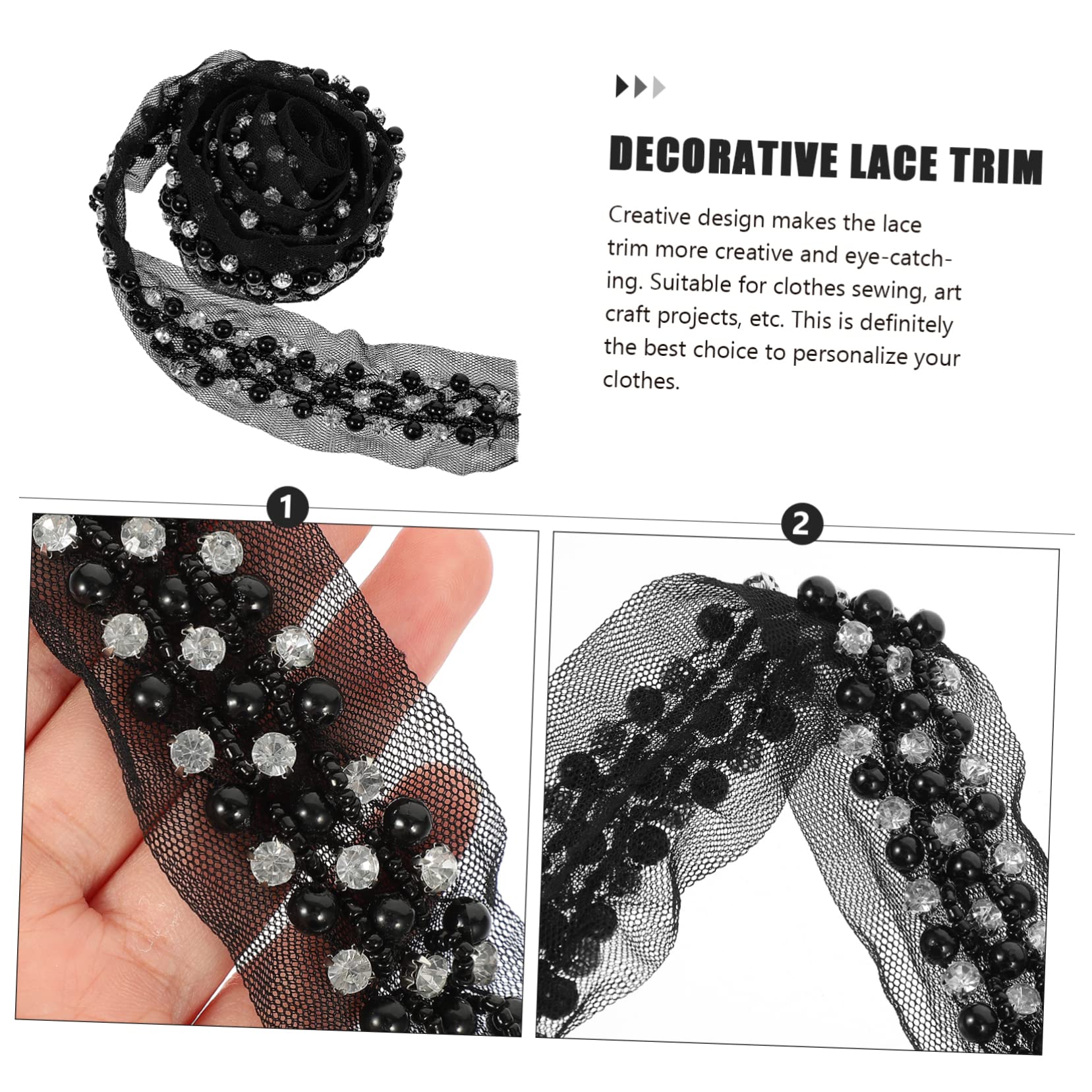 NUOBESTY 5piezas Cinta De Encaje Perlas Para Costura Adorno Decorativo Para Ropa Manualidades y Bodas Perlas