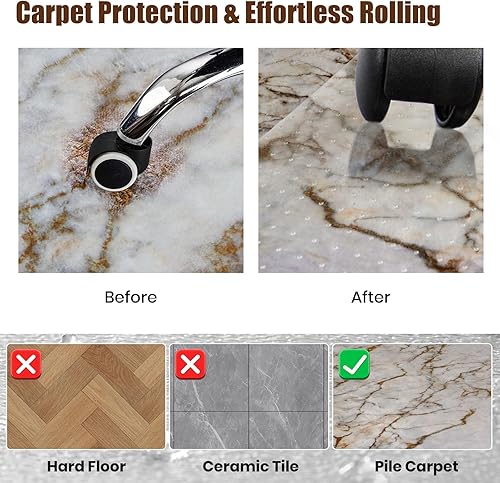 Miniatura 5 de Ciao Stilista Tapete para silla de oficina sobre alfombra, tapete antideslizante de 36 x 47 pulgadas con borde, protector de alfombra de plástico