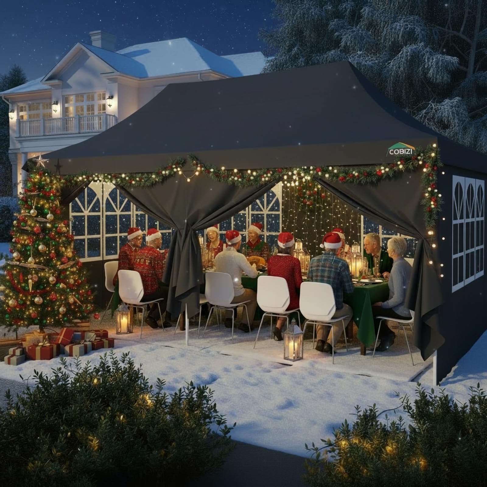 COBIZI Gazebo 3x6 Pieghevole Impermeabile con 6 Parti Laterali, UV 50+ Gazebo da Giardino Tenda Padiglione Pop up con 4 Sacchi di Sabbia, per Campeggio, Festival, Feste