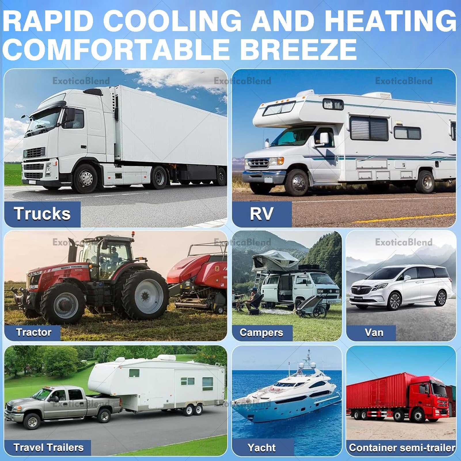 Klimatyzator dachowy 12 V/24 V do kampera, 12 V DC AC, bezszczotkowy kompresor, bardzo cichy do samochodów ciężarowych, kamperów, przyczep kempingowych, przyczep kempingowych i kamperów