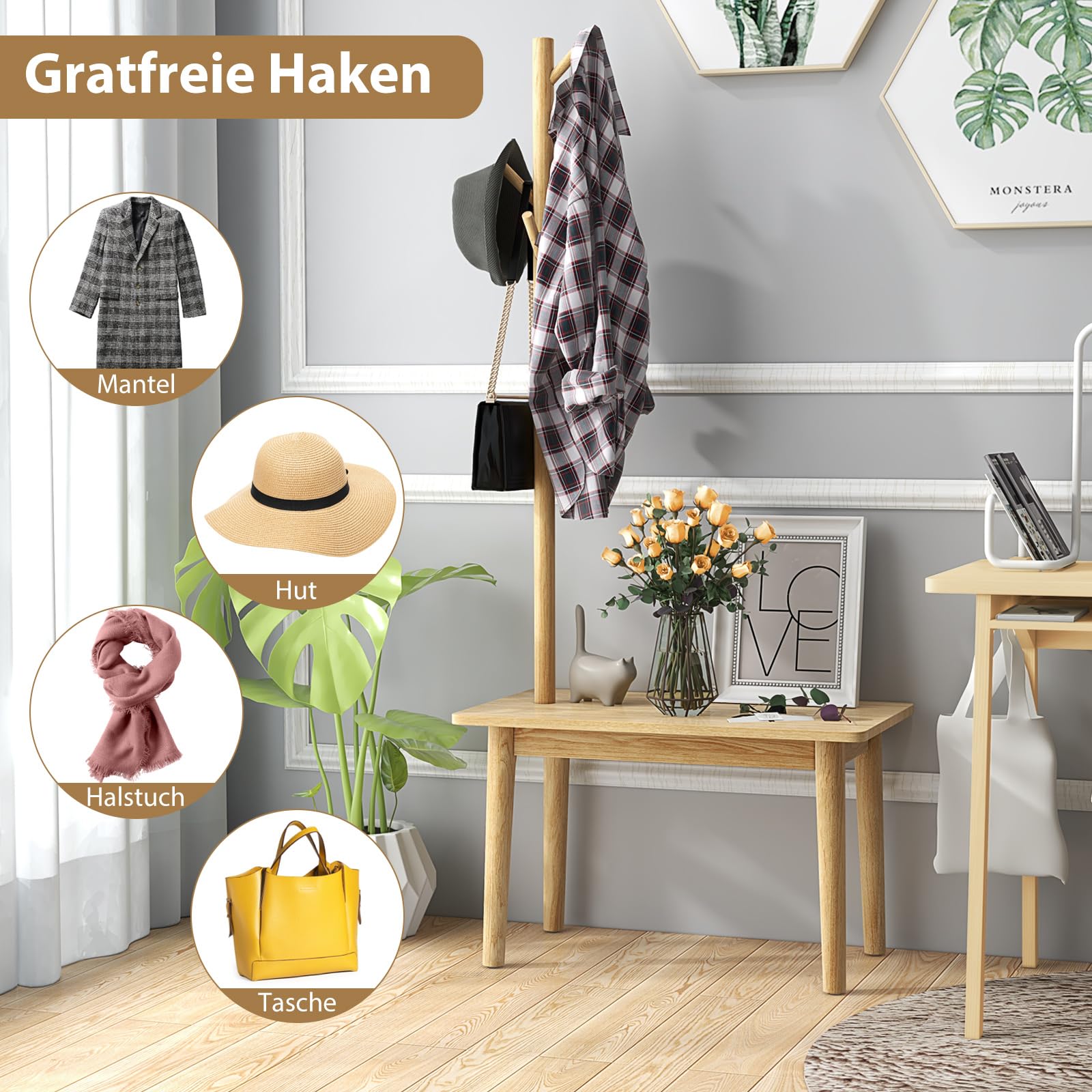 Industriële Kapstok Met Schoenenrek En Bankje Voor Hal Of Slaapkamer Multifunctionele Kleerhanger