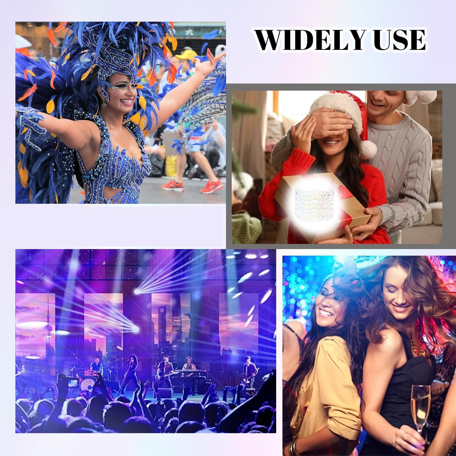 Yamobi 6 sztuk wielokolorowe holograficzne tymczasowe tatuaże brokatowe piegi, wodoodporne plastry dla kobiet, tymczasowe brokatowe tatuaże na festiwal rave