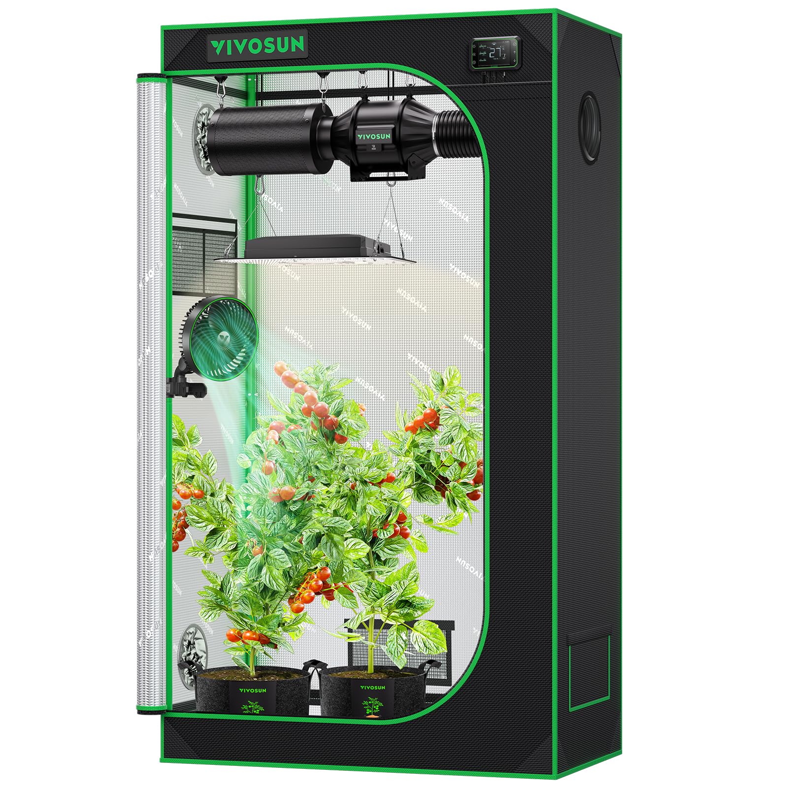 VIVOSUN Growzelt 90x50x160cm Grow Tent aus hochreflektierendes Mylar mit Sichtfenster und Bodenwanne für Hydroponik und Indoor-Anbau S326 Grow Zelt passend für VS1000/VS2000