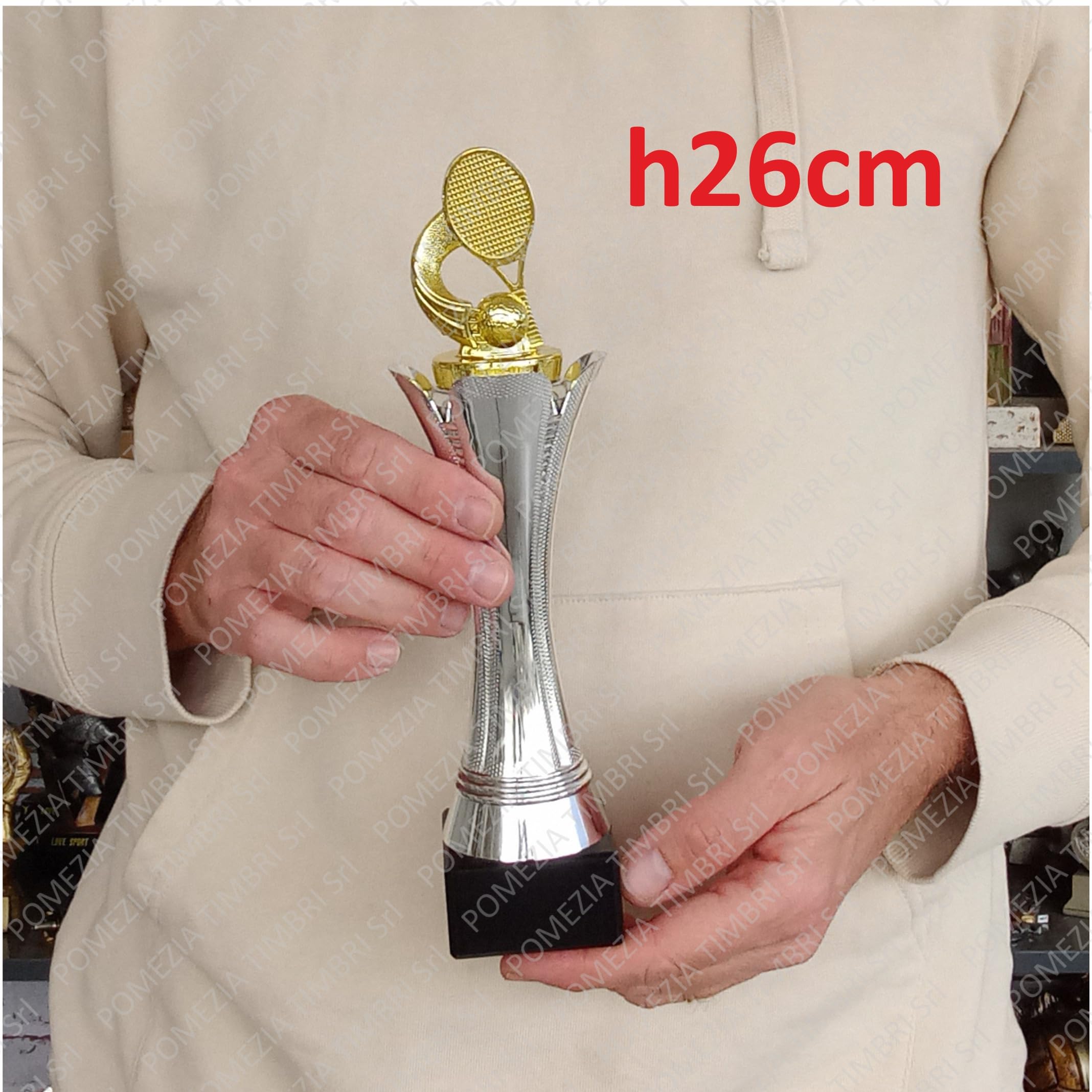 Generico Trofeo Tennis – Coppa con Racchetta e Pallina da Tennis • Premio Sportivo • Idea Regalo Evento e Torneo