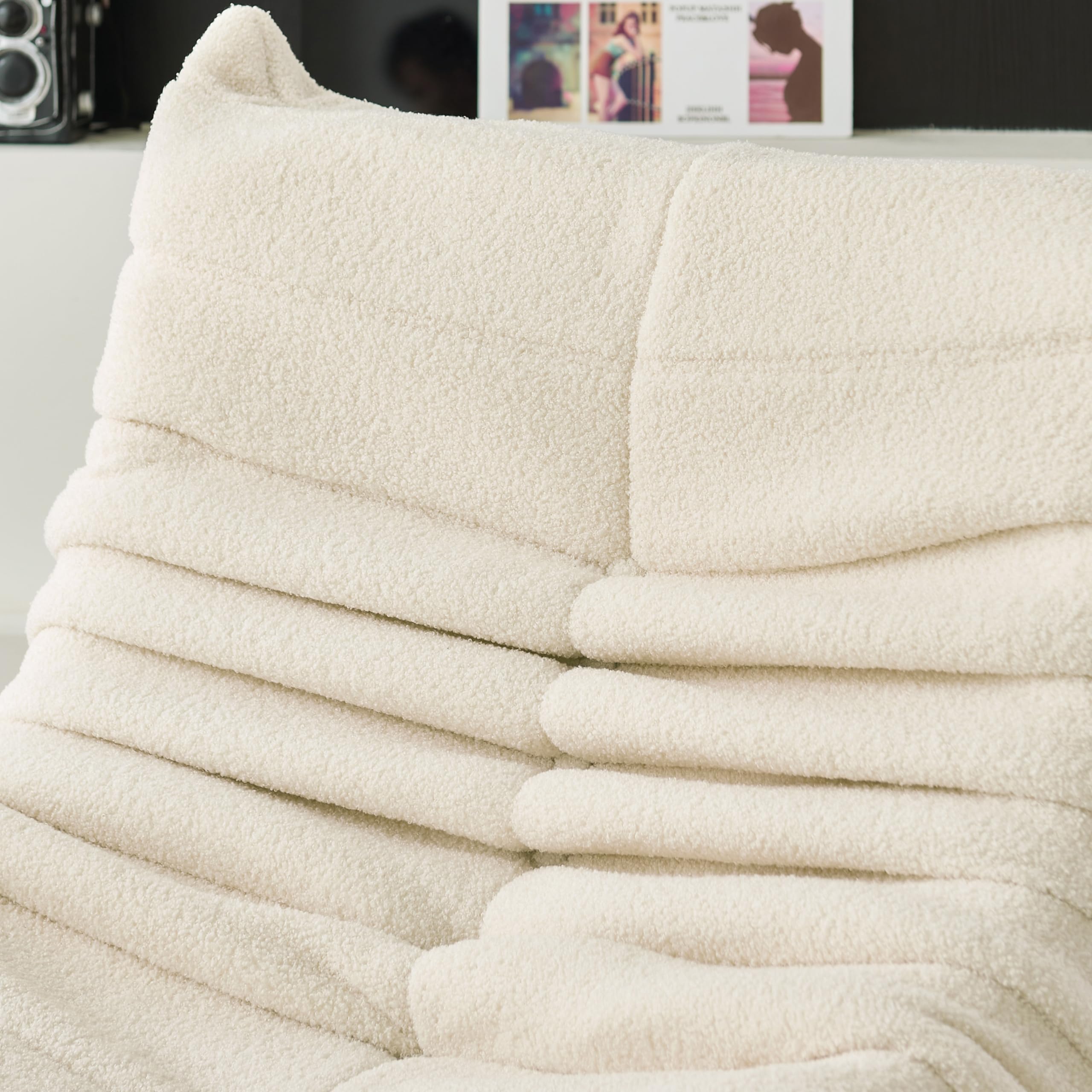 Puff Bean Bag Chair con Relleno Puf para Dormitorio y Salón Cómodo Uso en el Salón, Oficina o Café (Beige)