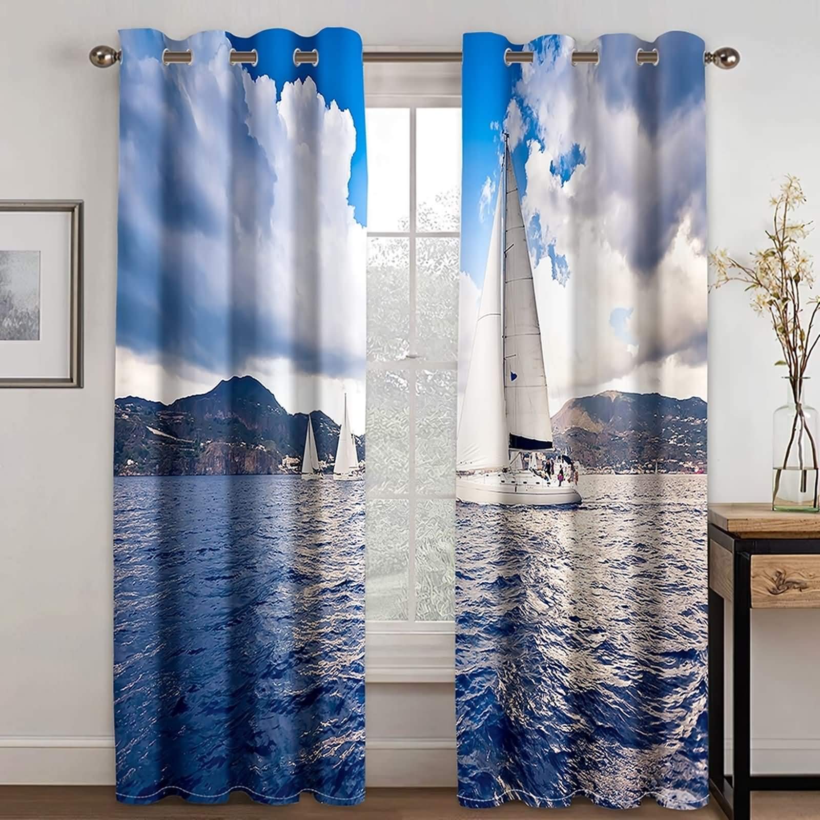 Rideau occultant haut de gamme KnSam 132x244 rideaux thermiques imprimé Yacht de prestige