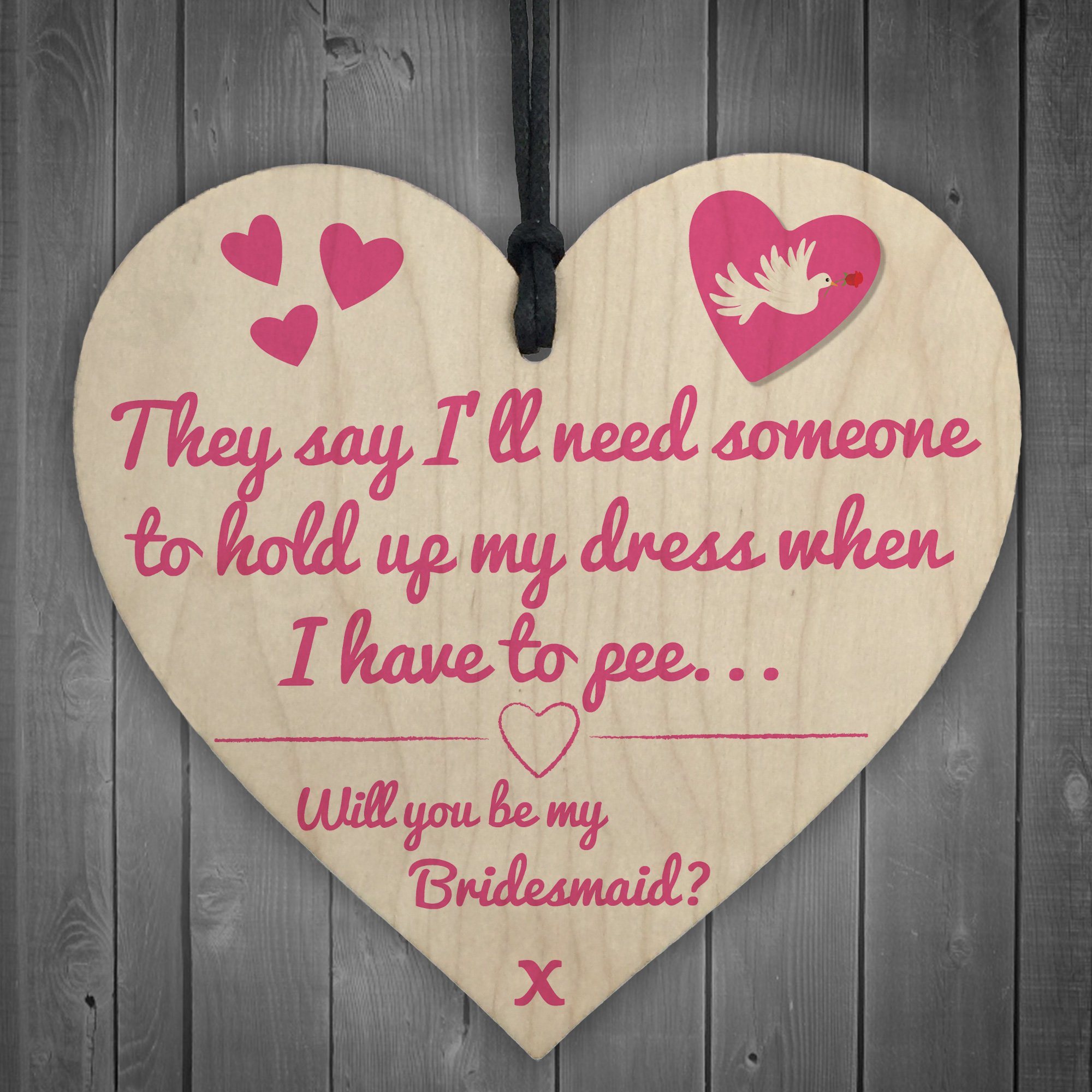 Red Ocean Will You Be My Bridesmaid? Funny Wedding Gift Hanging Plaque Maid Of Honour Sign