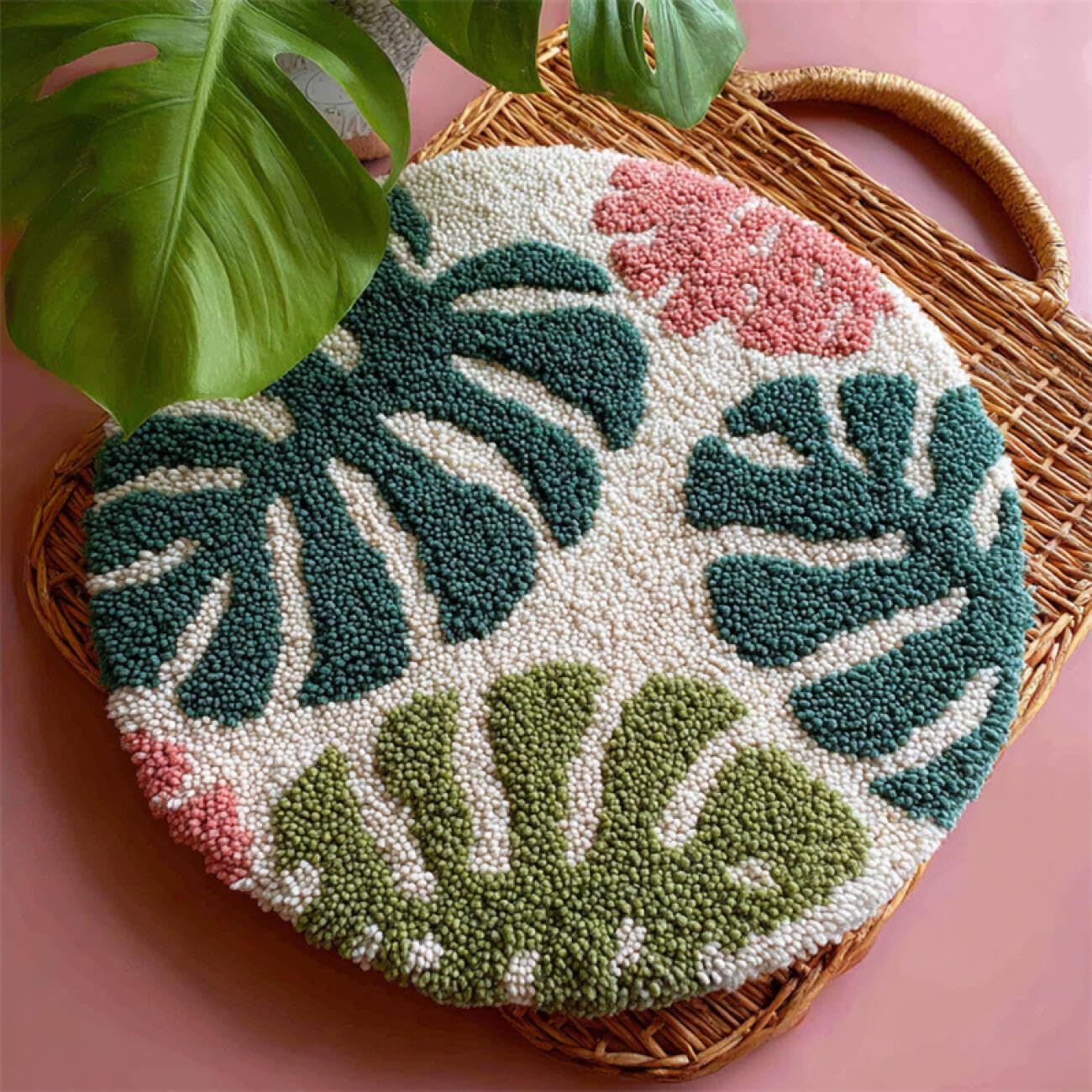 Kitquiver Latch Hook Carpet Kits Monstera Leaves 100x100cm