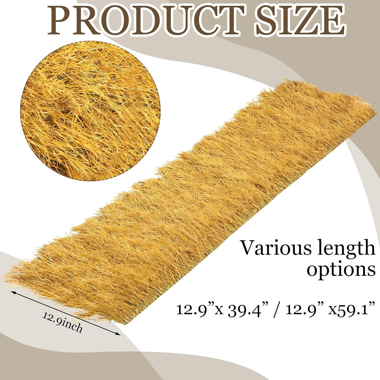 Mindsoft 2 Pcs Grass Table Runner Faux Thatch Straw Fake Hay Decor Nativity Scene 13 x 39 Inch, 13 x 59 Inch Decoration Yellow Artificial Grass for Western Cowboy Autumn Party Table Runner