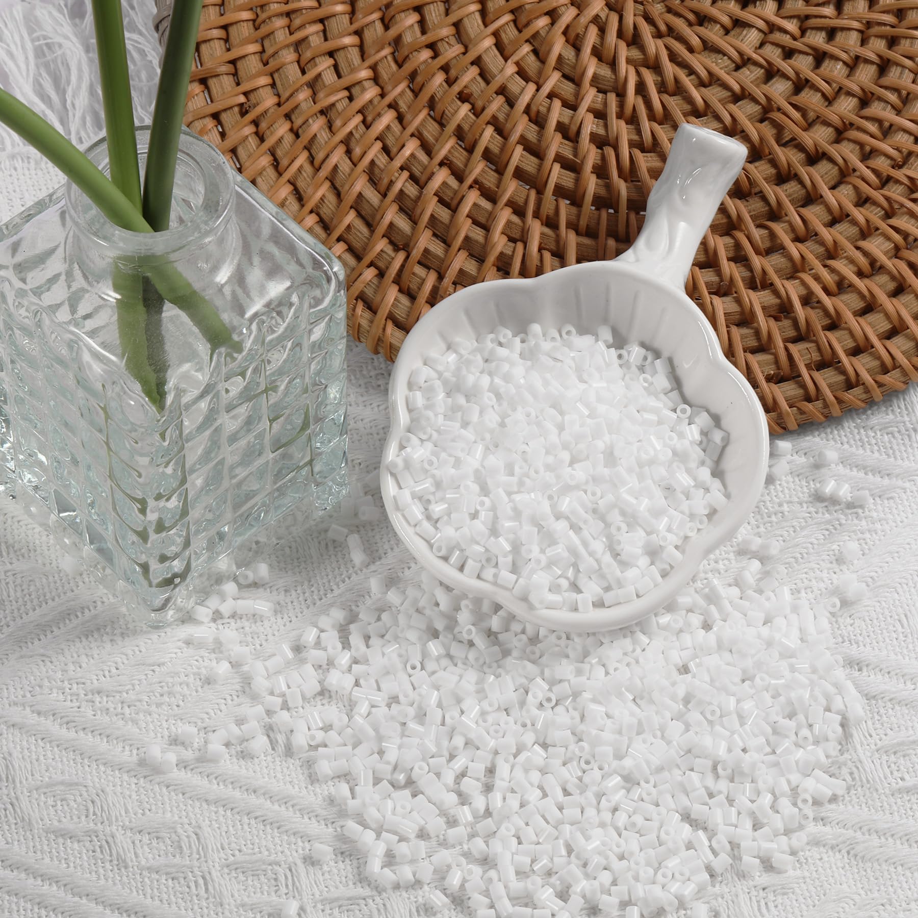 10000Pcs Loose Mini Fuse Beads 2.6mm Bulk Refill Kit Stress Relief Pixel Art 3D Craft Melting Beads for DIY Decor Crafts Creative Handmade Projects (White) - Image 3