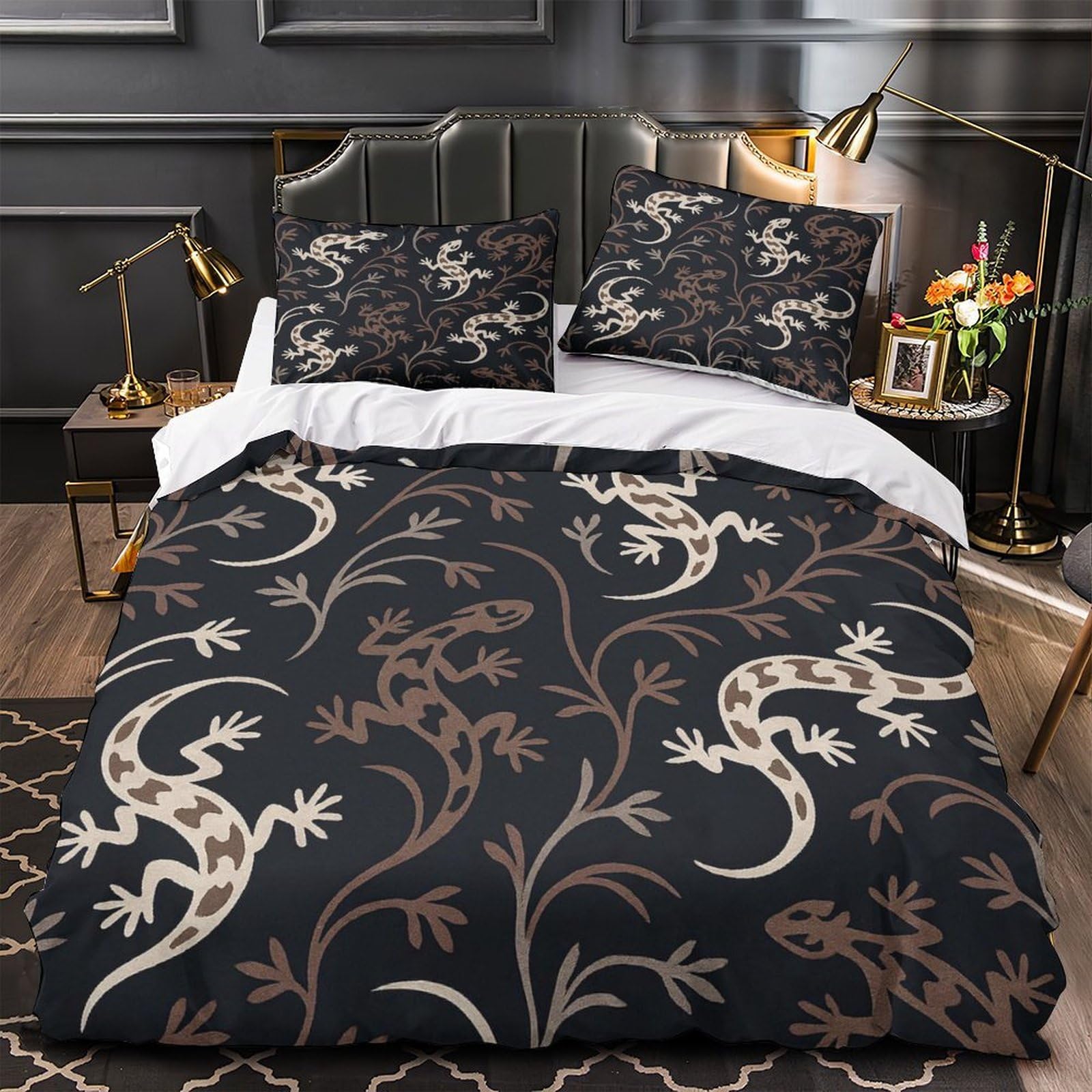 Housse de couette lézard 3D pour une chambre vintage sauvage