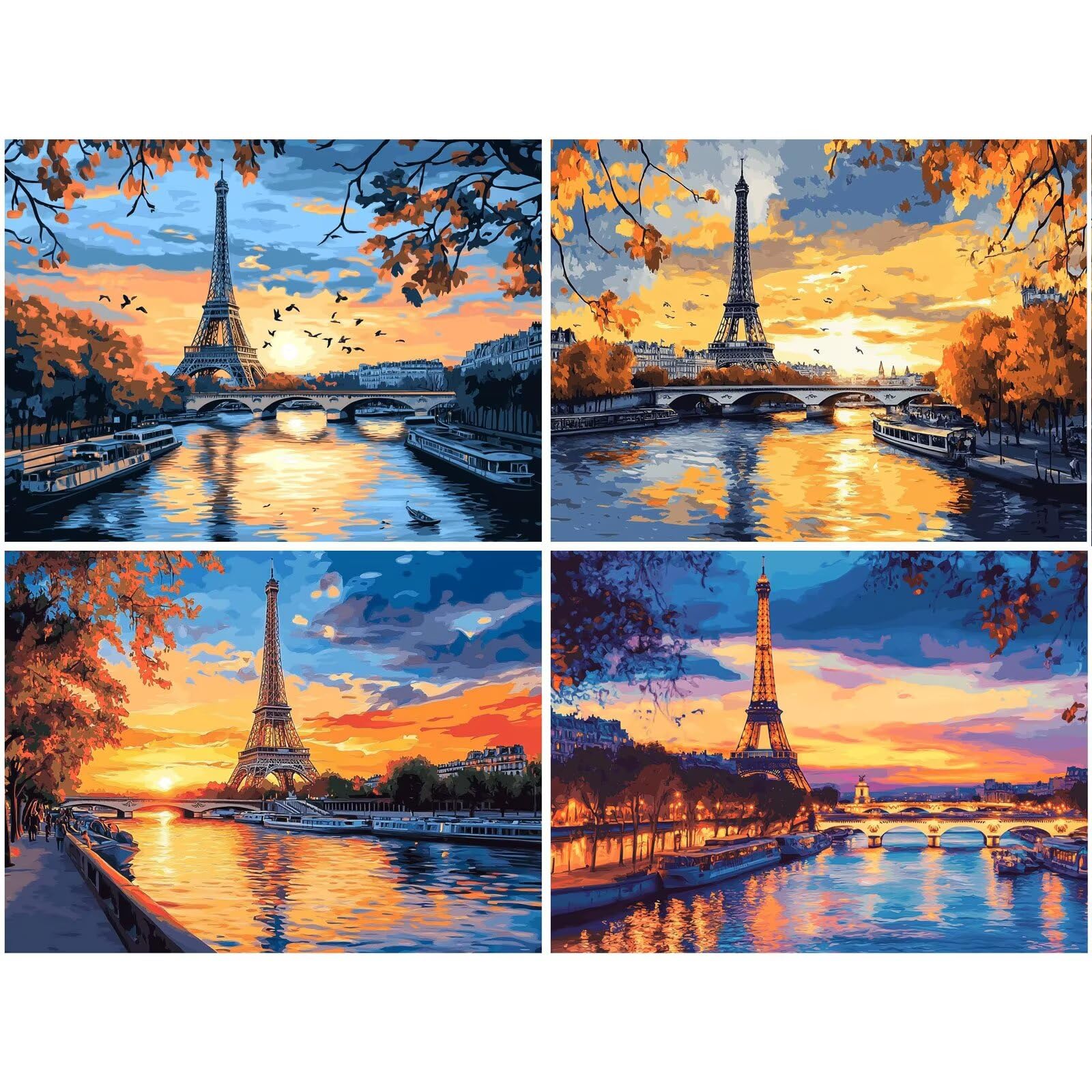 Diamond Painting Eckige Steine 4er set Diamond Painting Paris 50x40cm 2026 New 5D DIY Malen Nach Zahlen Erwachsene,Bastelset Kinder ab 6 Jahre,Kleine Geschenke für Frauen,Mädchen (Eiffelturm-2) K-a1
