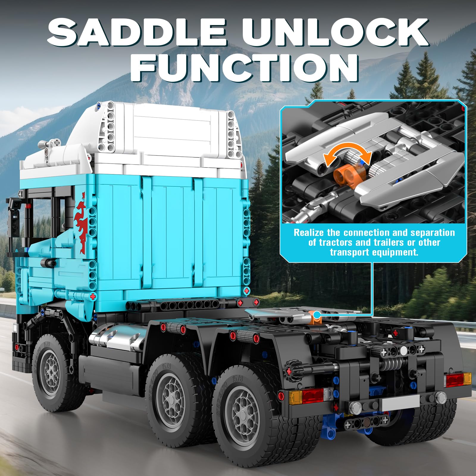 Mould King 13203 Technik LKW Bausatz-Modell mit über 2060 Bausteinen, Truck Modell Klemmbausteine Konstruktionsspielzeug für Sammler