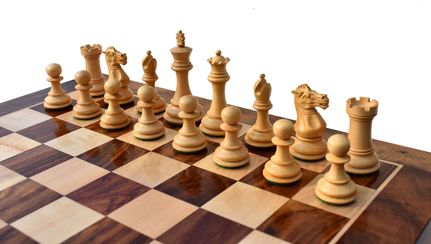 The Chess Empire- Collector Iv Series Boxwood & Sheesham 3" King with 16" Chess Board Complete Luxury Wood Chess Set