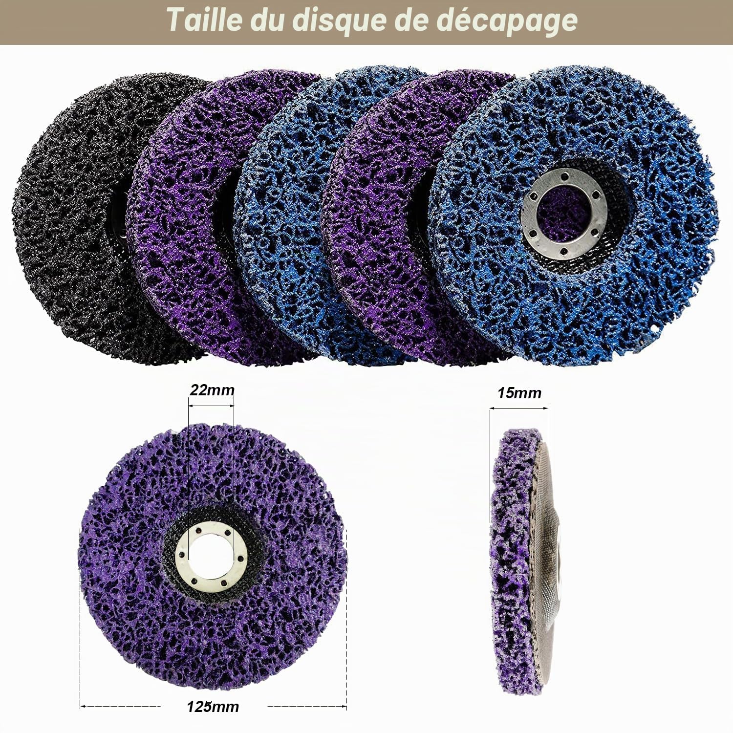 5 Disques de Nettoyage CSD 125x22mm Mélangé Disque de Tissu en Nylon Disque de Nettoyage Grossier Disques CSD Pour Meuleuse D'angle pour Enlèvement de la Rouille, Peinture, Rouille et l'oxydation