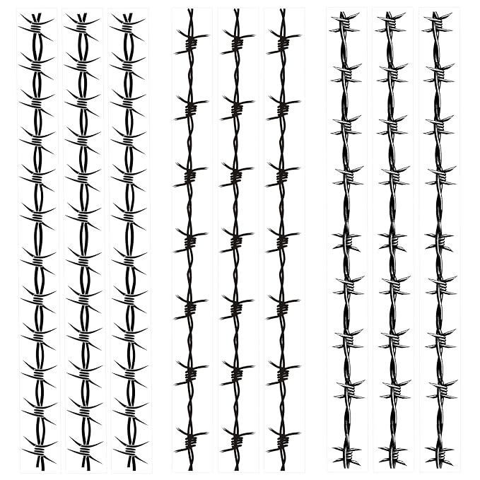 tattoo piercing ideas 9-Sheet Large Barbed Wire Tattoos, Variety of Barbed Wire Temporary Tattoos for Men Women - Waterproof Fake Tattoos for Concerts & Halloween
