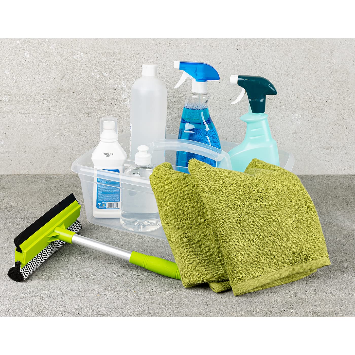 Organizador de Plástico Transparente para Productos de Limpieza - 2 Compartimientos, 39,5x29x16cm, con Asa para Almacenamiento Multiusos