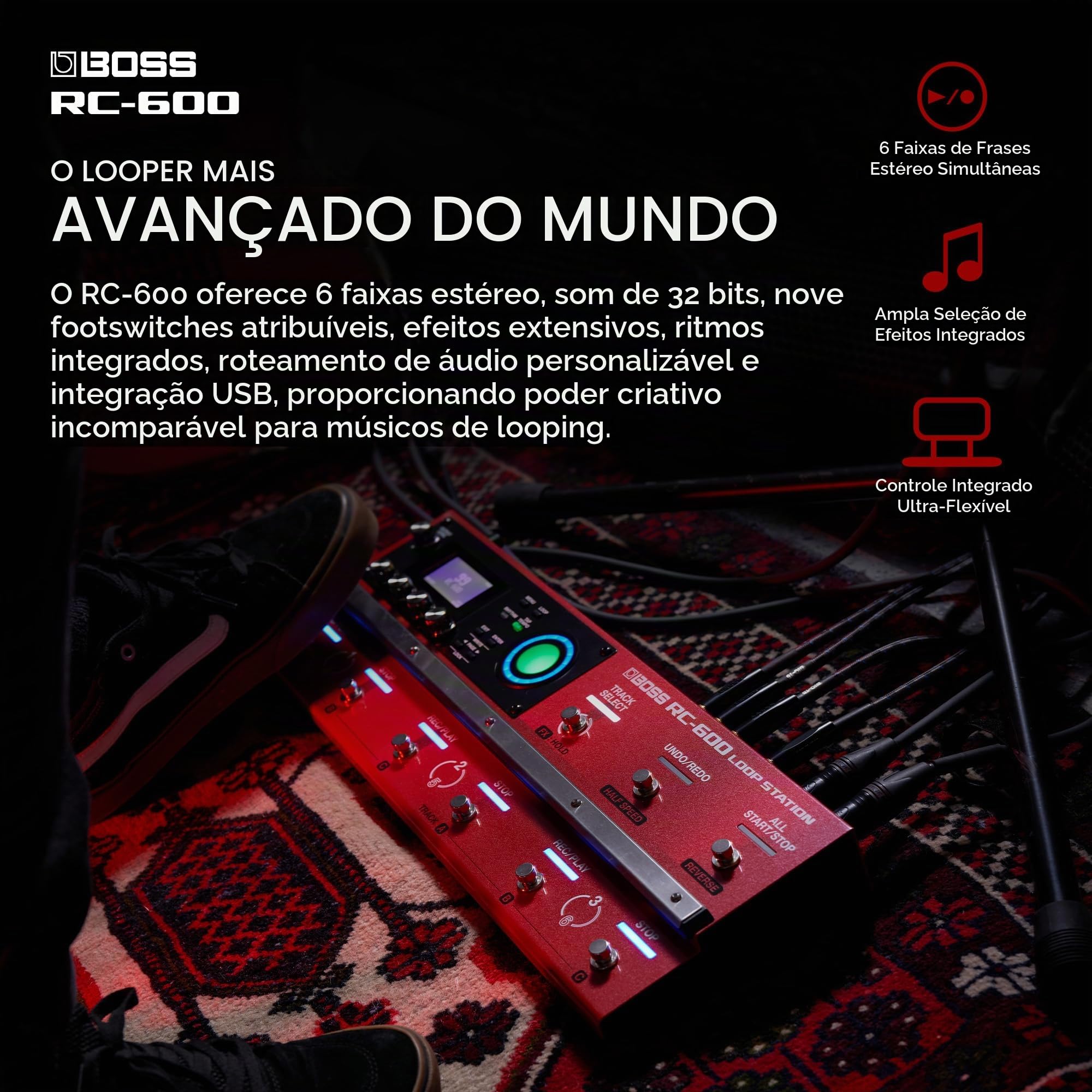 BOSS Estação de loop RC-600 baseada em piso com seis faixas