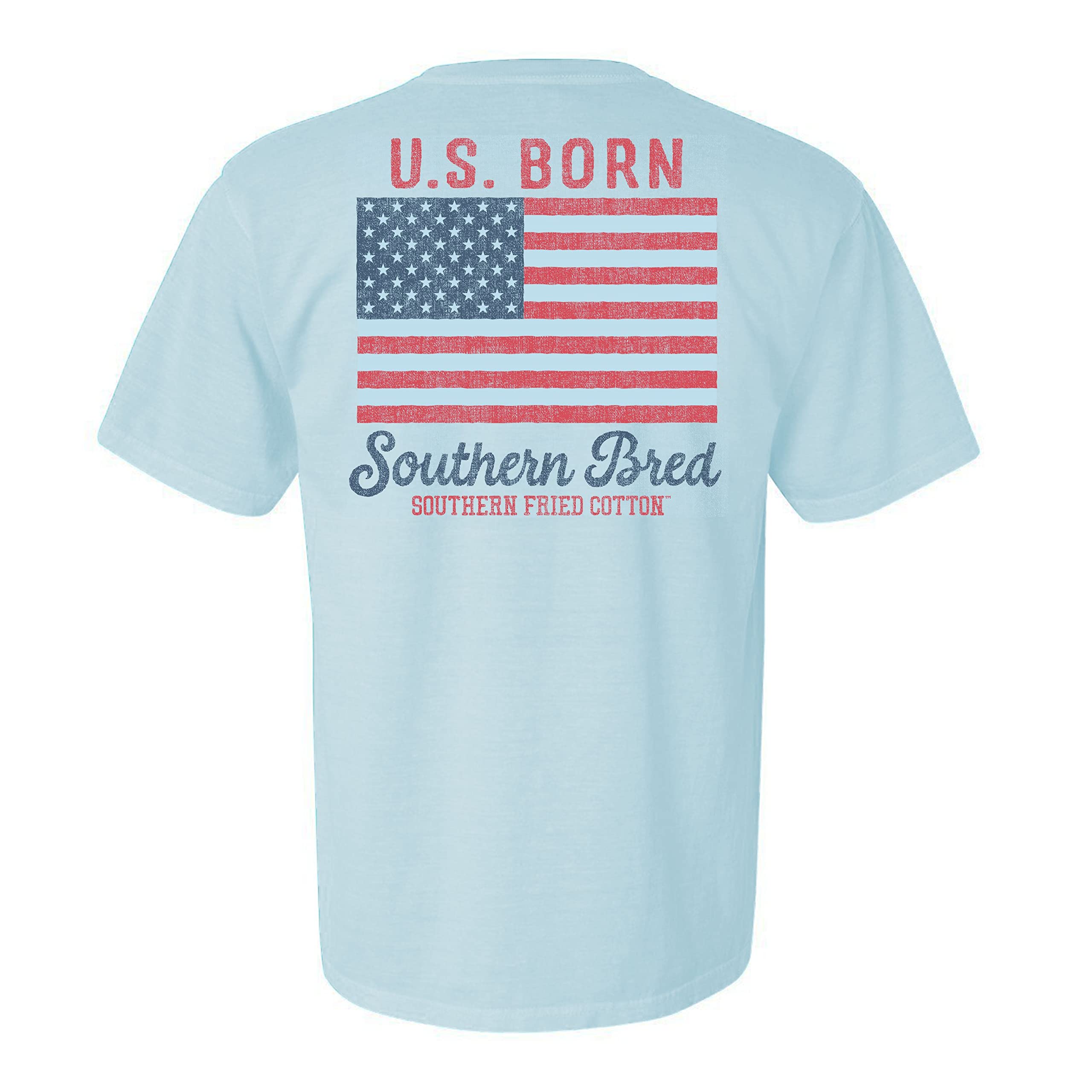Southern Fried CottonUS Born Southern Bred American Flag T Shirt