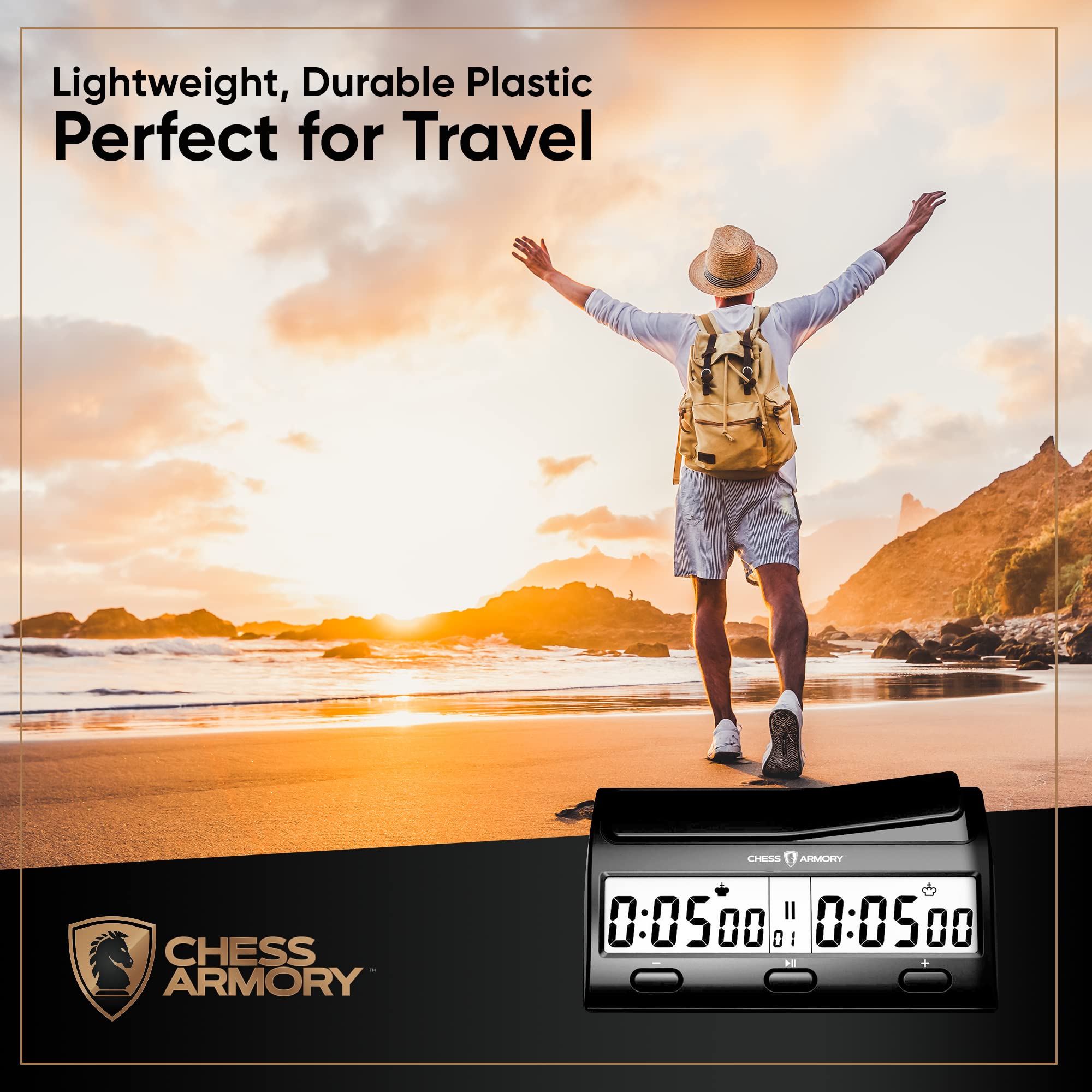 Chess Armory Advanced Digital Chess Clock Portable Timer with