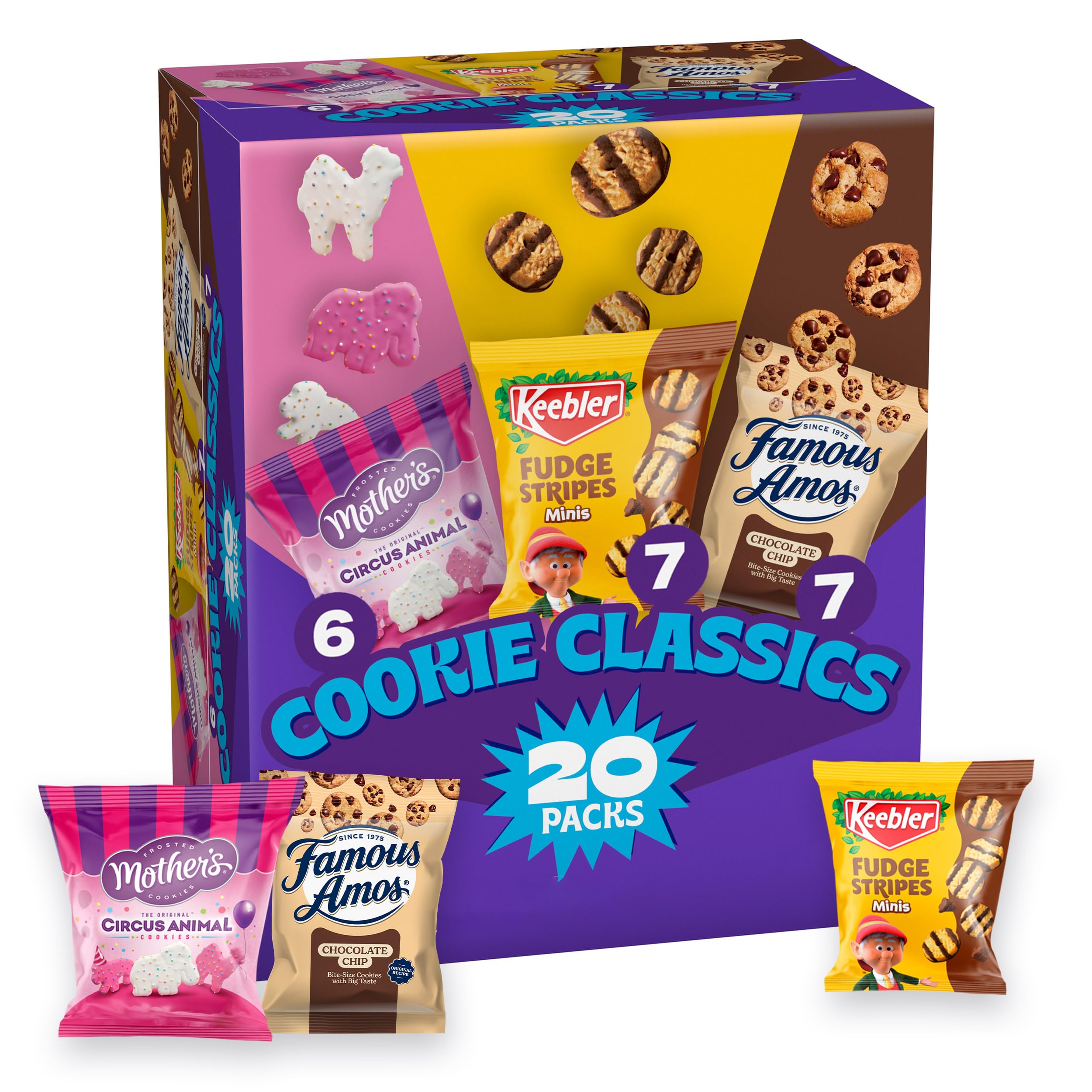 Mother's Circus, Keebler Fudge Stripes, Famous Amos, Variety Pack, 20 Ct
