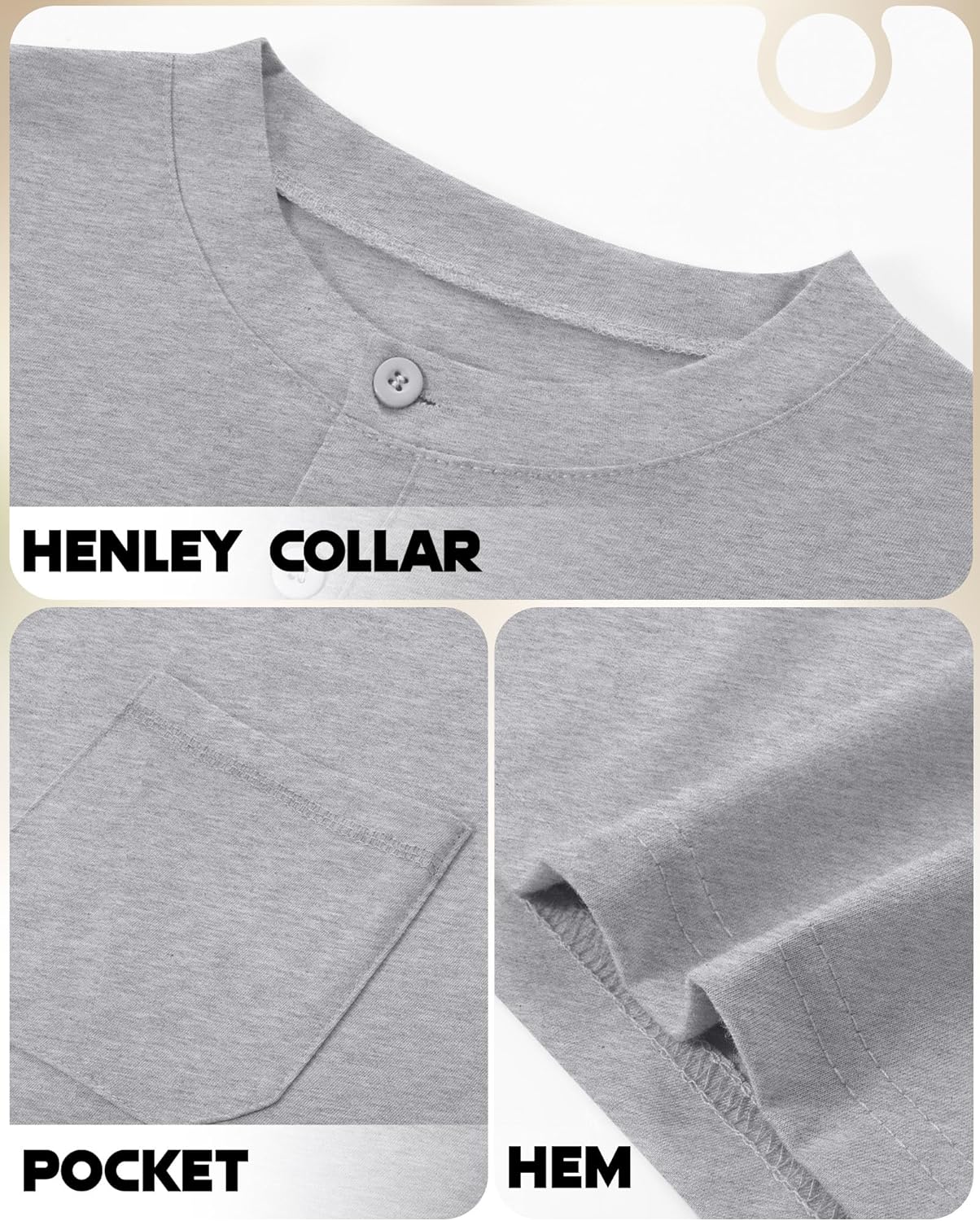 Riyiper 3 Pack Men's Big and Tall Henley T-Shirts, Short Sleeve Pocket Cotton Loose Fit Shirt Summer Oversized Button Tee - Image 3
