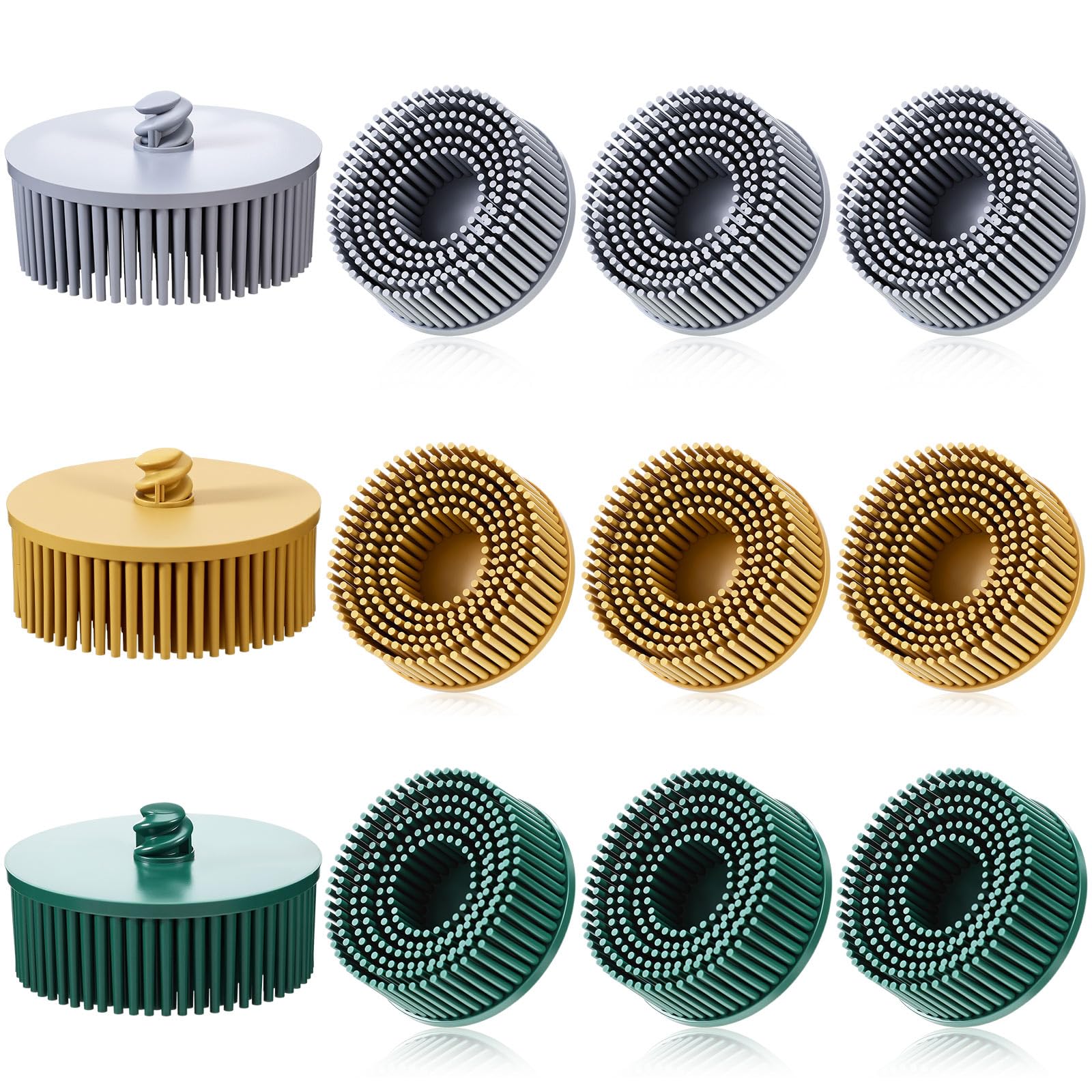 12 Packungen 5.1 cm Borstenscheiben, Körnung 50/80/120 zum Schleifen und Polieren, Wechselbeschichtung Entfernungsscheibe für Metall, kompatibel mit Bohr- und Drehwerkzeugen