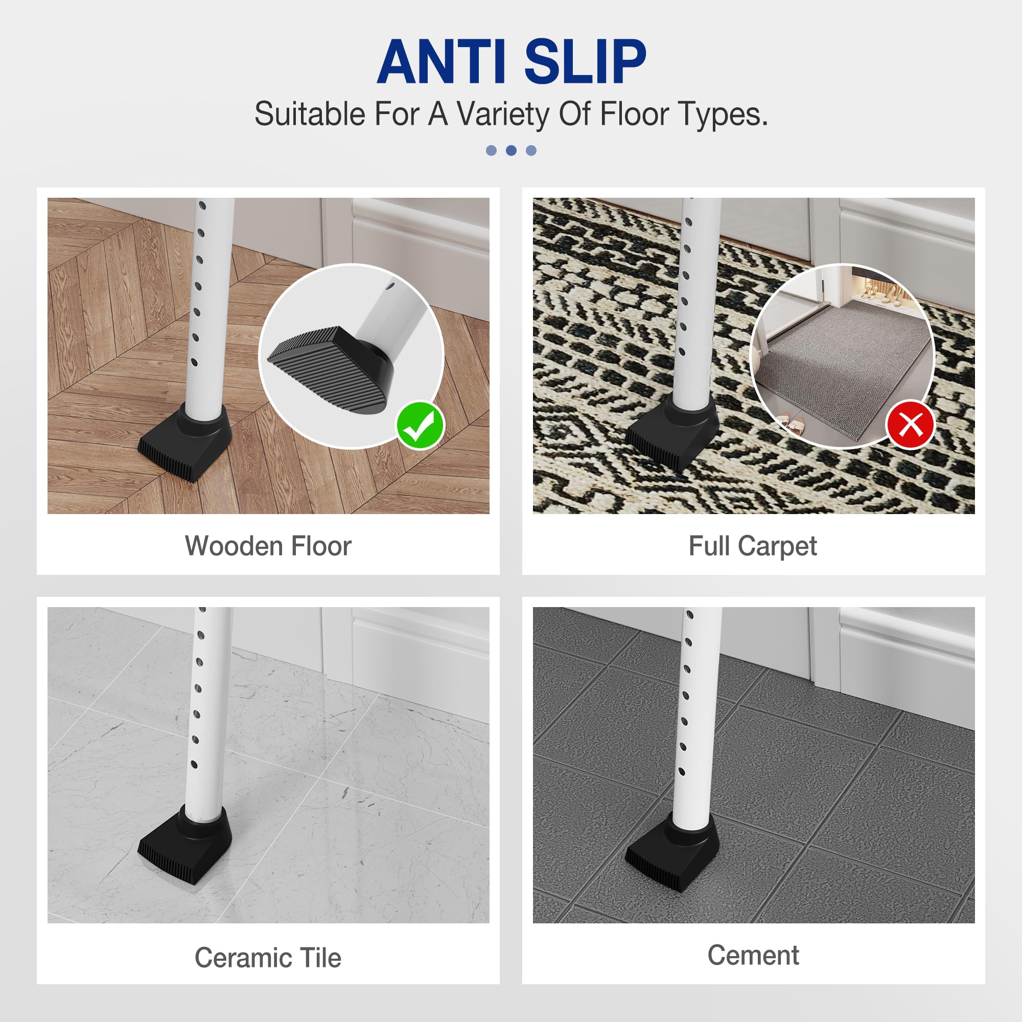 WINSOON Barra de seguridad para puerta corrediza, barra de seguridad ajustable resistente para puerta corrediza de vidrio, puerta de patio, hogar, apartamento, viaje, hotel, (1 paquete, blanco)
