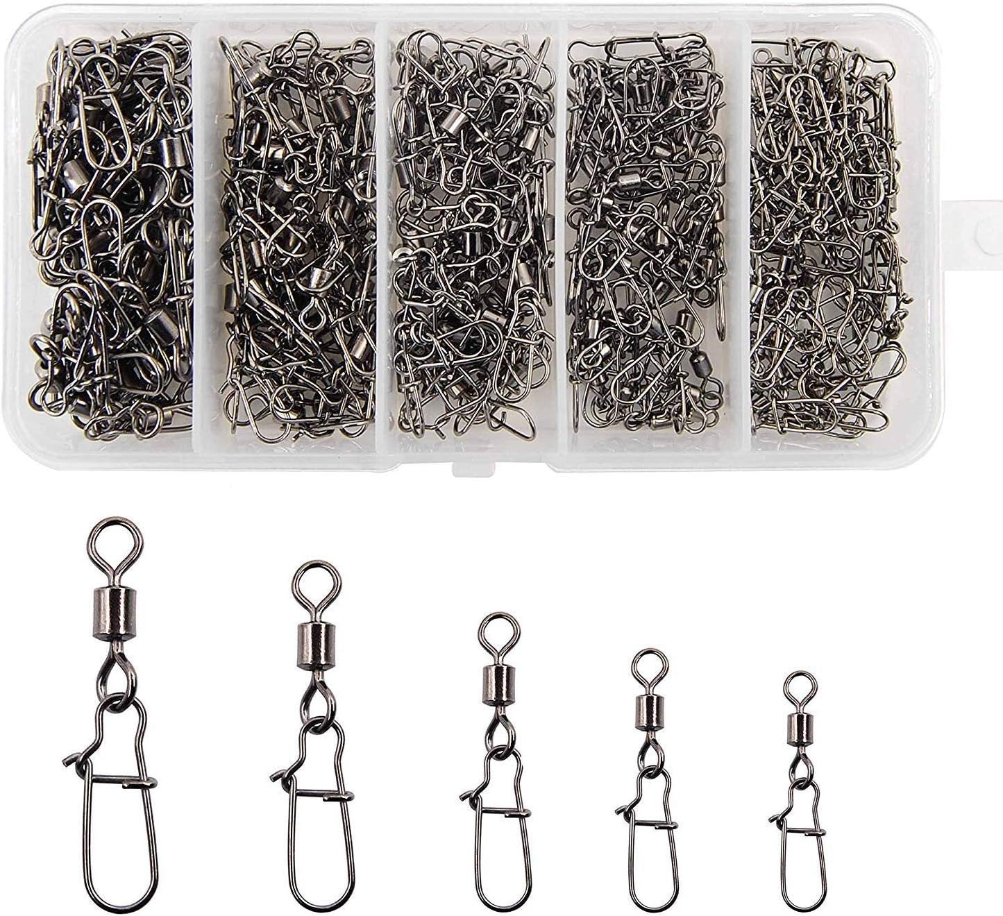 Shaddock Fishing 210pieces Fishing Swivel Snap Connectors 5 Size High