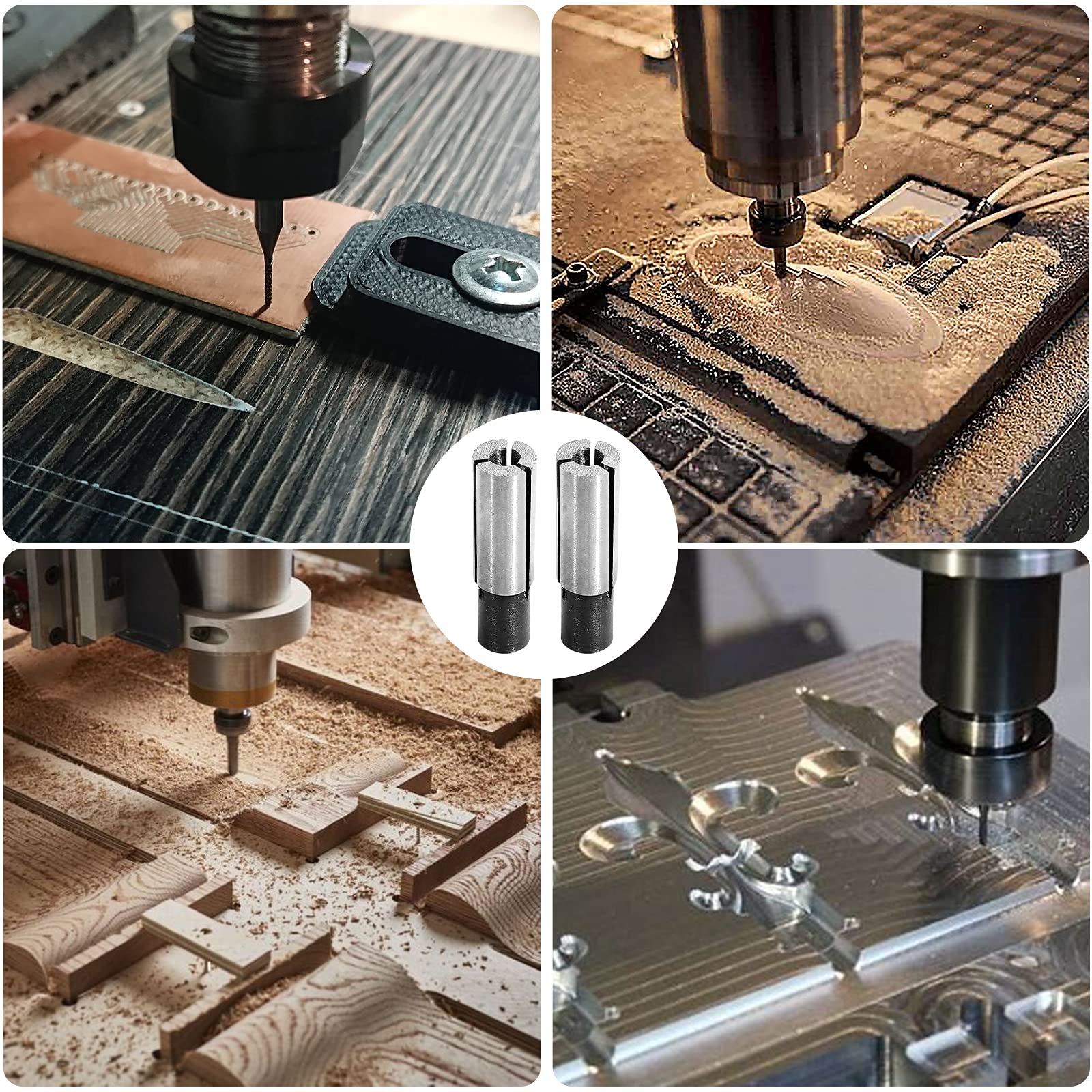 Genmitsu 4 Adaptadores De Pinza De Enrutador, Convertidor De Tamaño De Broca De Grabado CNC De 1/4 A 1/8 Pulgadas Para Máquina De Grabado, Enrutador CNC Y Controlador