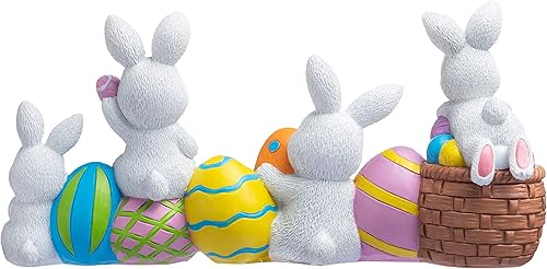 Miniatura 5 de JOYIN Huevos de conejo de Pascua con la palabra Resina de Pascua decoración 4 conejos conejito y huevo figura de mesa para decoración del hogar y la