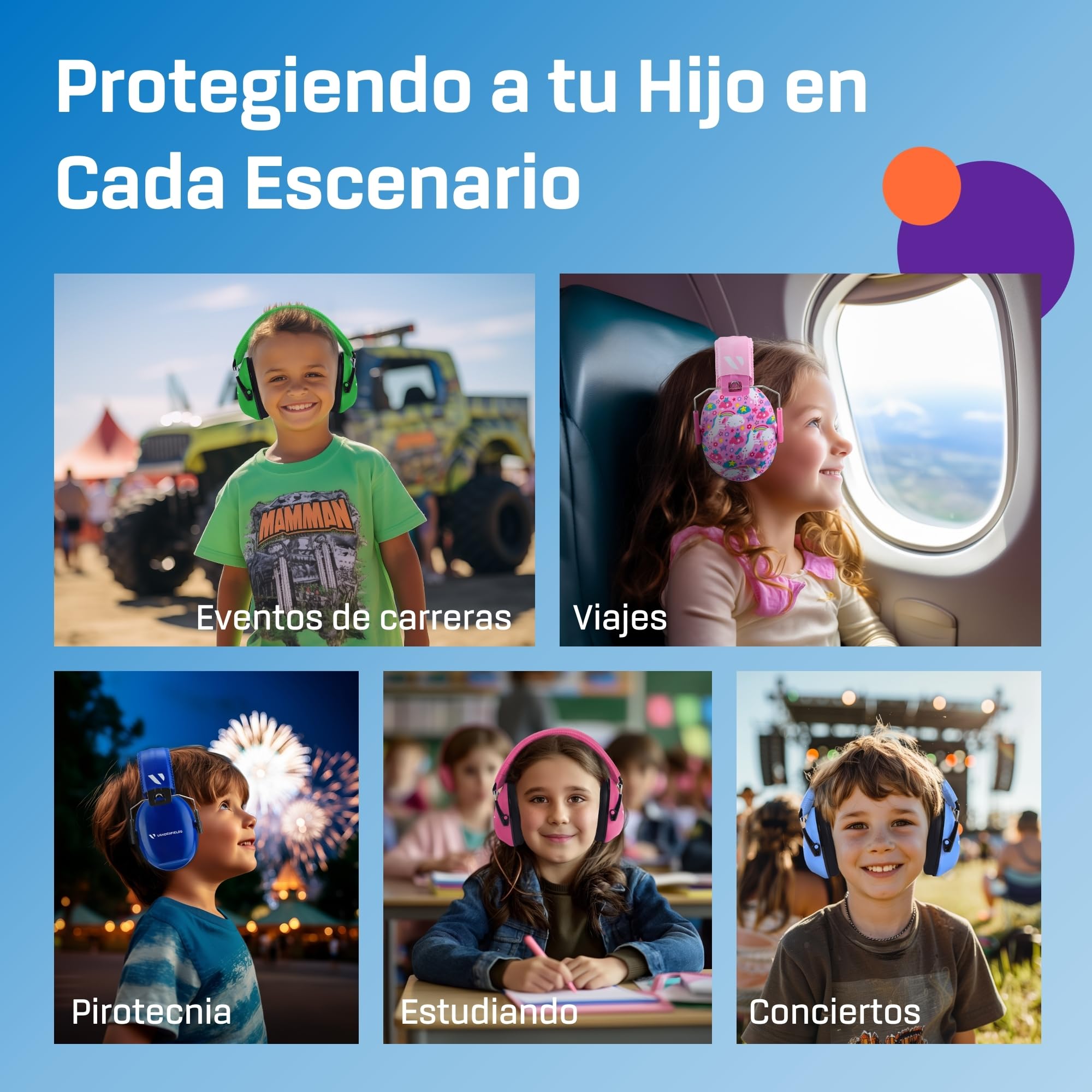 Vanderfields Auriculares con cancelación de ruido prémium Protección auditiva con reducción de sonido de amplio espectro de 32 dB a 2000 Hz - Kopfhörer Kinder 3-12 - Dinosaurier Club