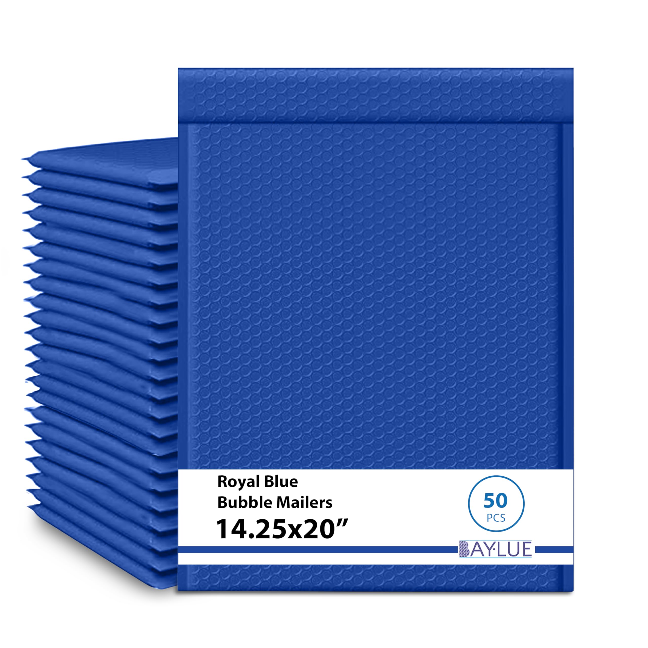 Royal Blue 14.25x20 Inch Poly Bubble Mailers #7 | Self Seal Large Padded Envelopes | Air Cushioned Bubble Mailer | Usable Size 14.25x19 Inch |