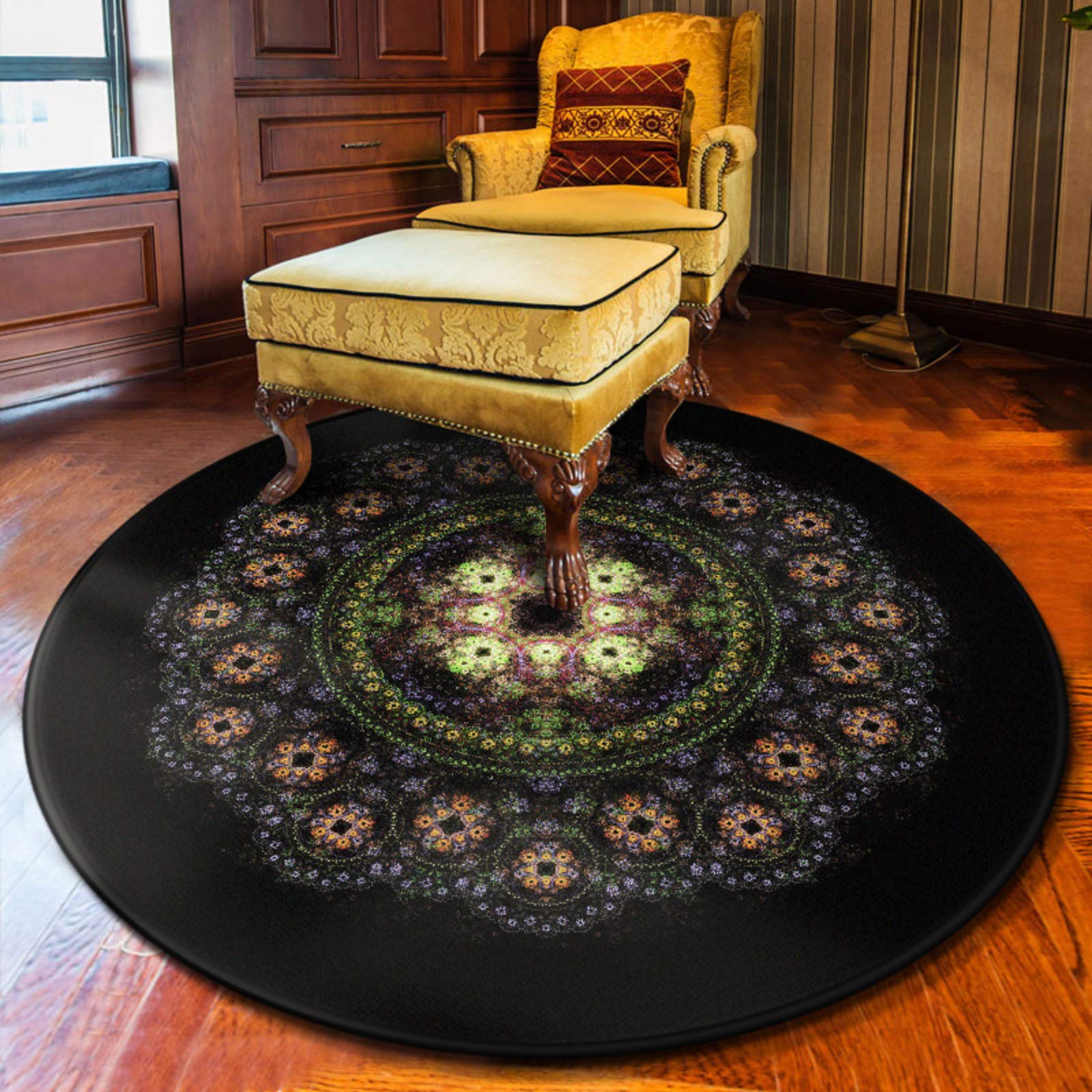 Nowoczesny dywan styl etniczny retro mandala dywan okrągły dywan nordycki balkon stolik kawowy wiszący kosz salon dekoracja mata w L średnica 160 cm