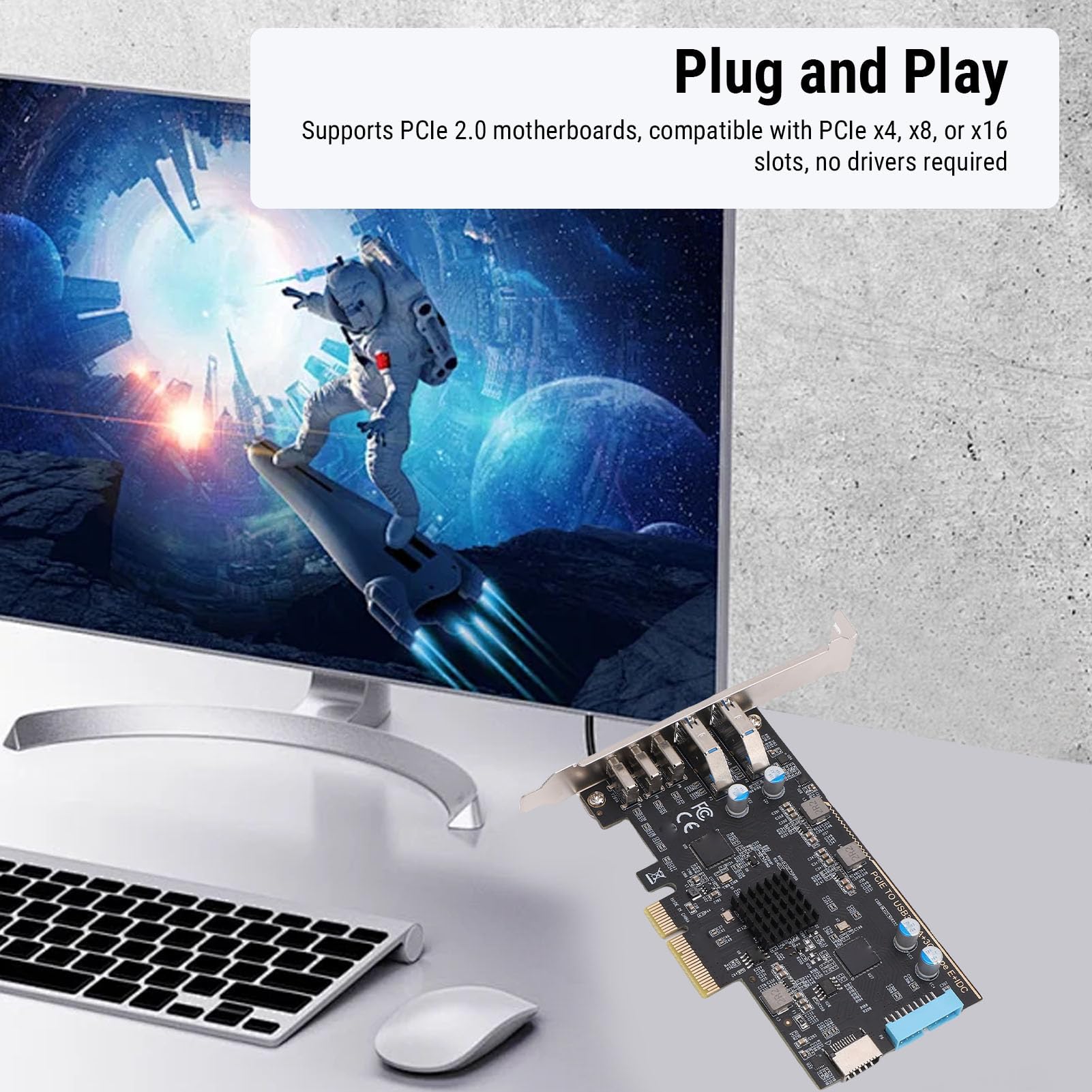 Fabater Karta rozszerzeń USB 3.2 Gen 2 Skutecznie łączy Wiele urządzeń dla Użytkowników Systemów i za pomocą 5-portowego Adaptera PCIe